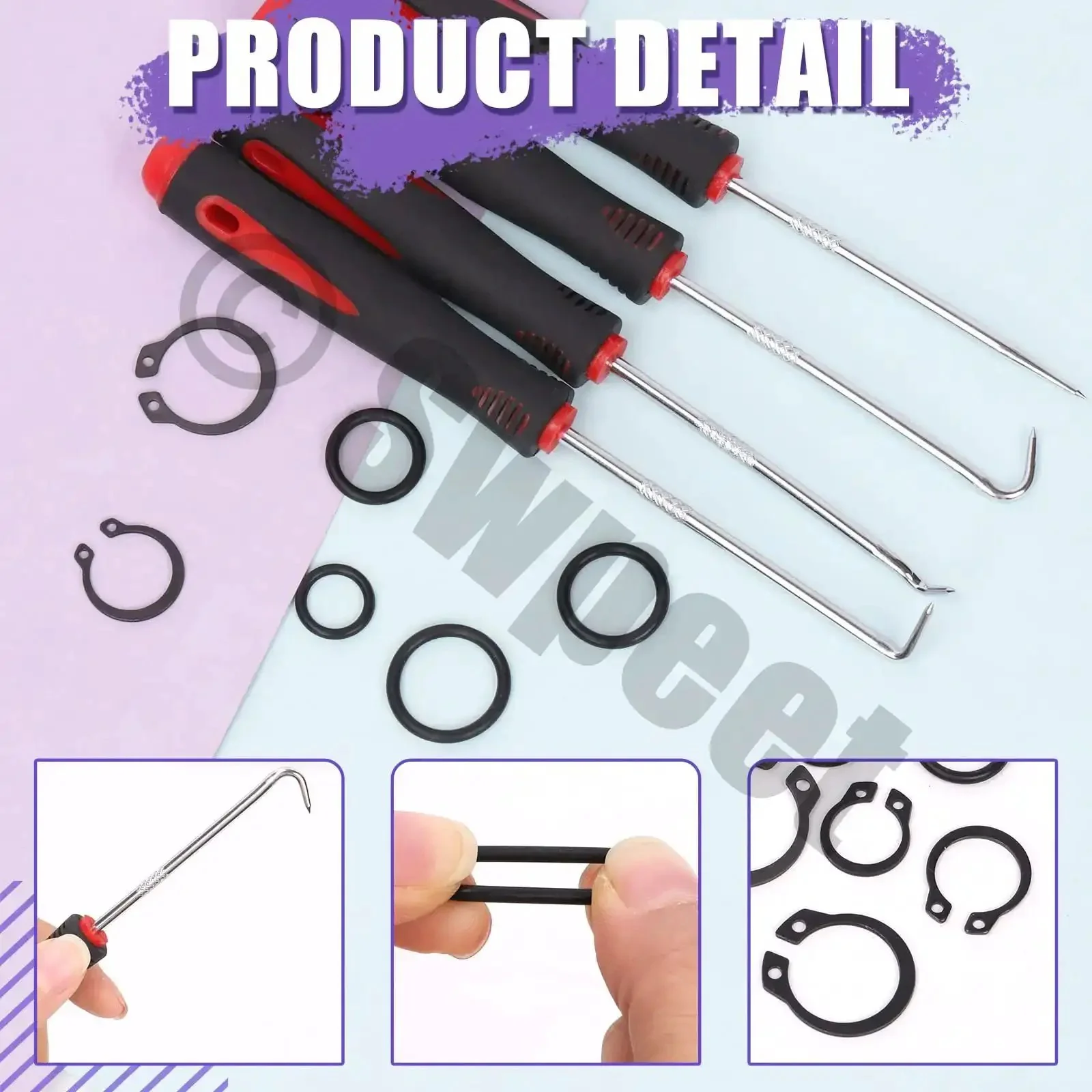 499 Piece Universal O Ring And Retaining Ring Kit For 8mm To 22mm External And Internal Circlips Alloy Steel Snap Rings With Short Pick And Hook Pin Clips Plumbing Repair Essentials For DIY Pros - Image 4