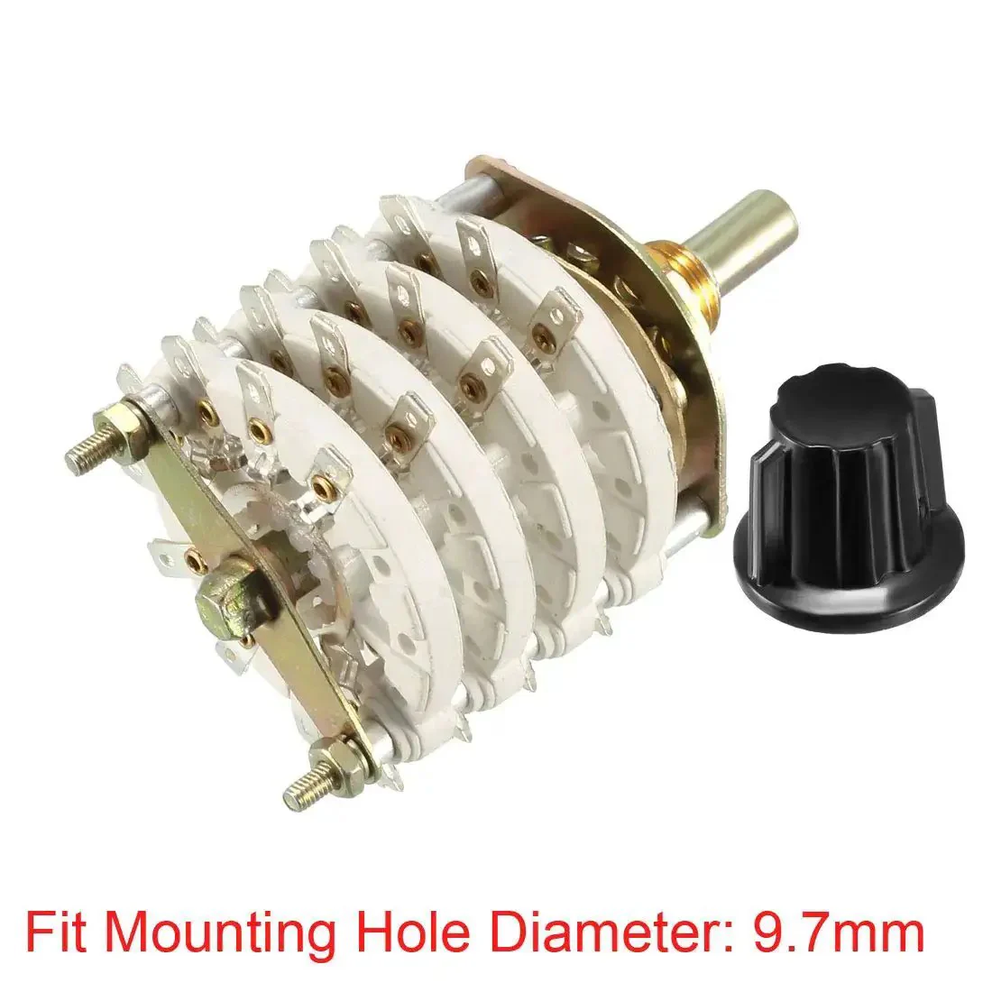 4P8T 4 Pole 8 Position 4 Deck Band Channel Rotary Switch Selector With Black Knob And Mounting Nut 36 Pin Count Fits 9.7mm Hole 6mm Shaft 11.7mm Shaft Length For DIY Electronics Projects - Image 3