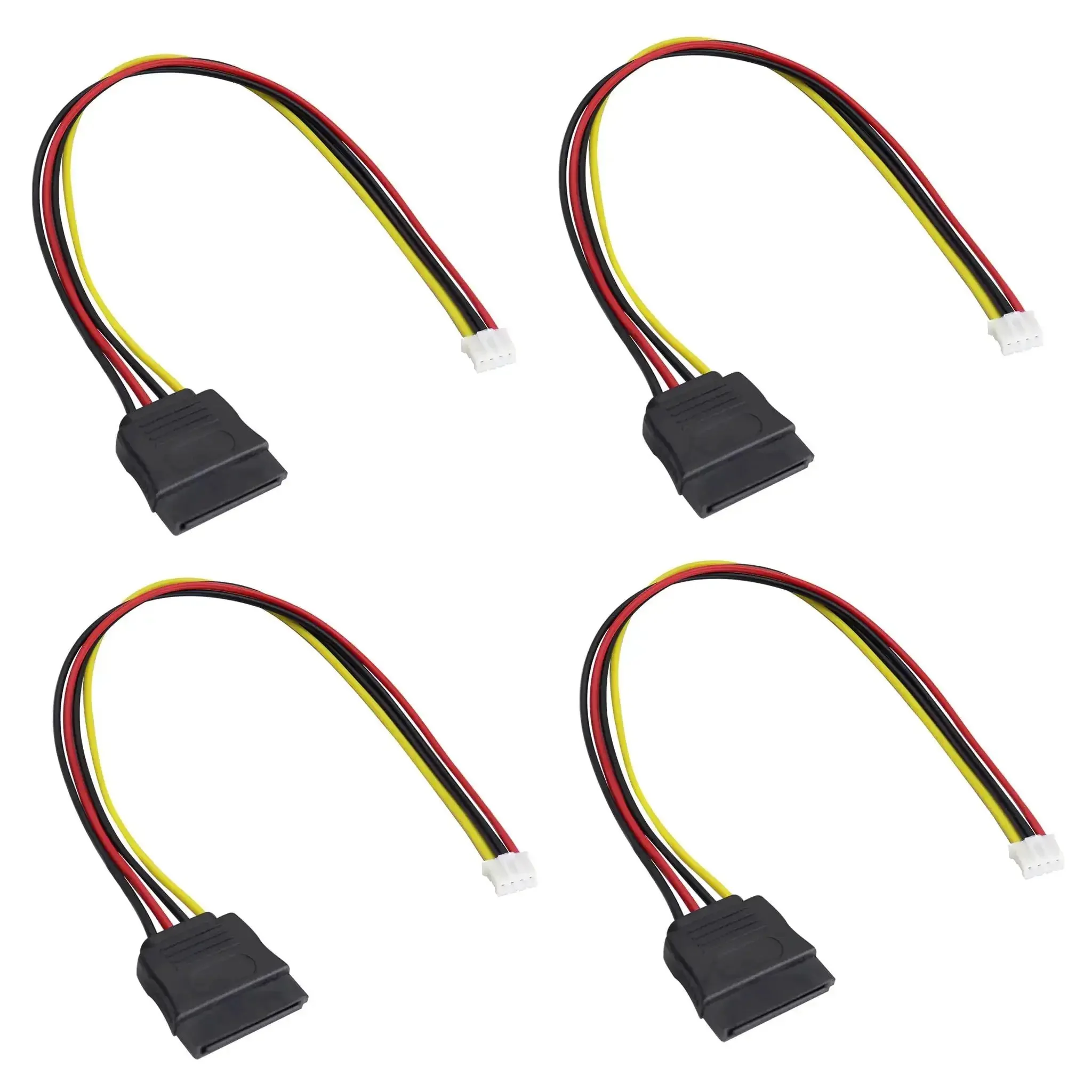4Pack PH 2.0mm 4Pin to SATA15Pin Power Cable Adapter ITX Cord For Hard Drives 25cm 10inch Length SATA15Pin Female to 4Pin Female, Colorful Set Black Red Black Yellow SATA Power Cable Converter - Image 2