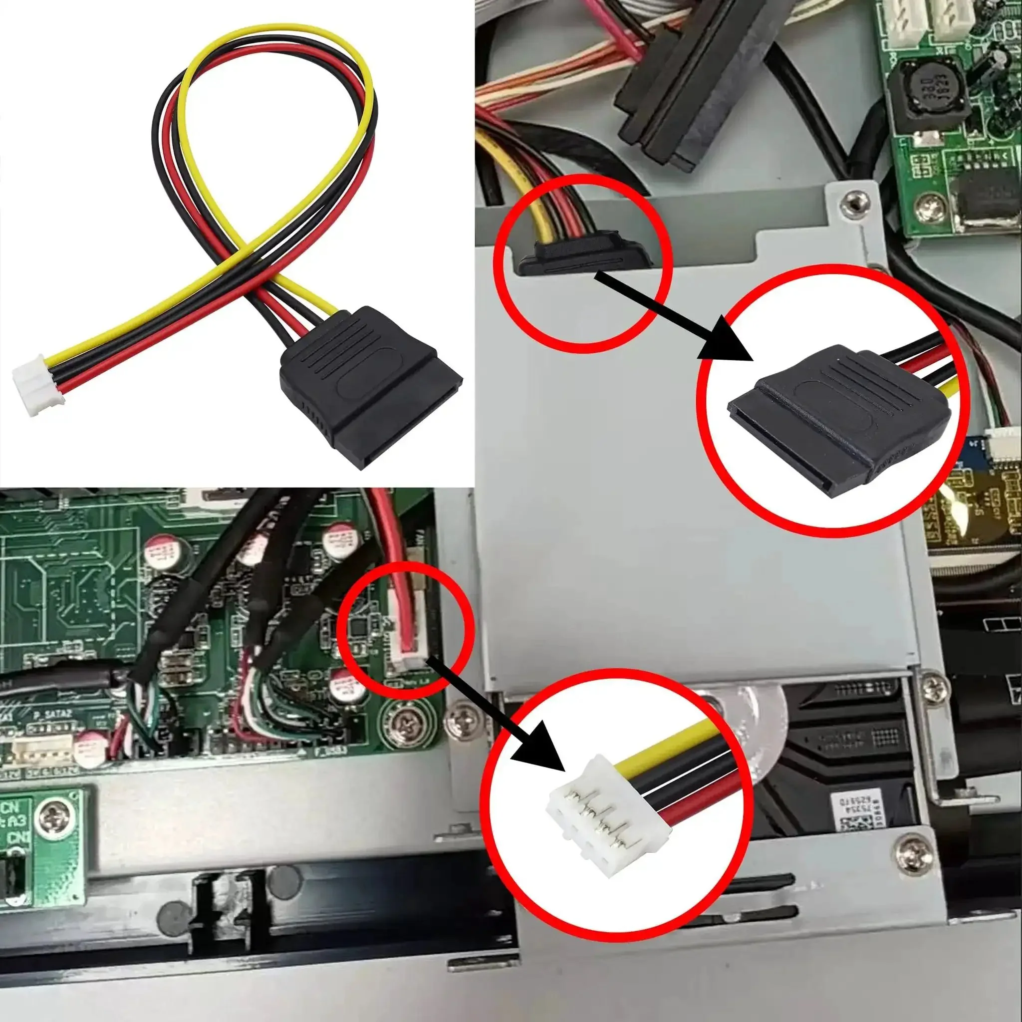 4Pack PH 2.0mm 4Pin to SATA15Pin Power Cable Adapter ITX Cord For Hard Drives 25cm 10inch Length SATA15Pin Female to 4Pin Female, Colorful Set Black Red Black Yellow SATA Power Cable Converter - Image 6