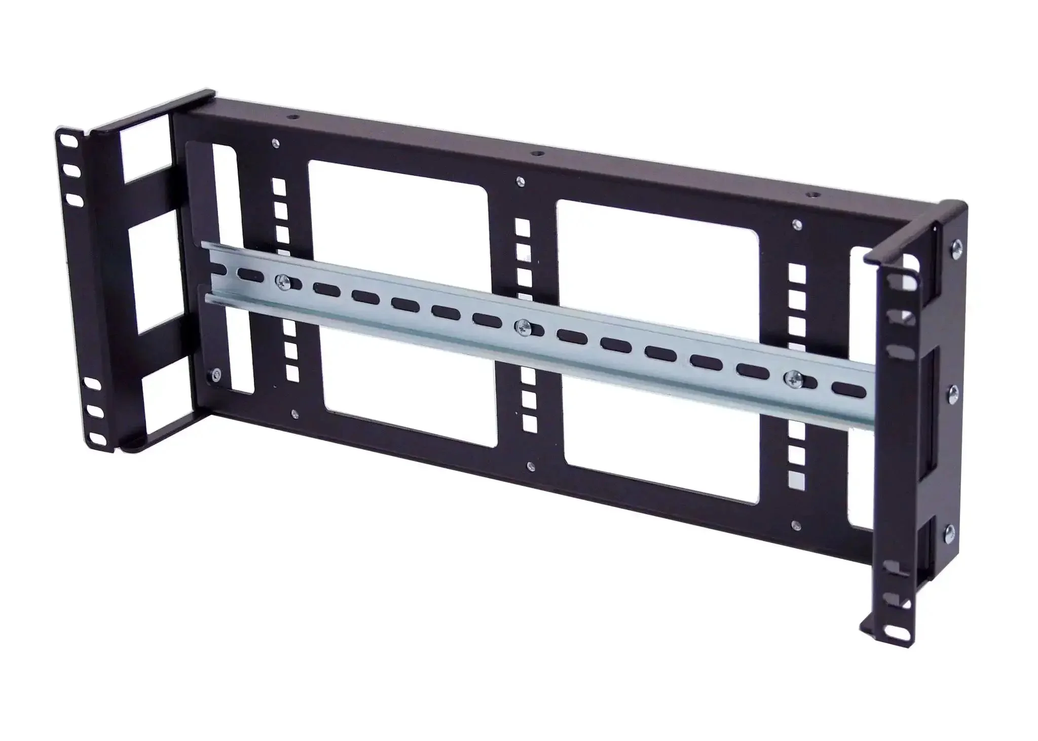 4U Rackmount Low Profile DIN Rail Panel, 3.78 Inch Depth, Heavy Duty 14 Gauge Steel, Fits Standard 19 Inch 2 Post or 4 Post Racks, EN50022 Top Hat T35 TS32 DIN Rail Compatible, Industrial Cabinet Accessory - Image 2