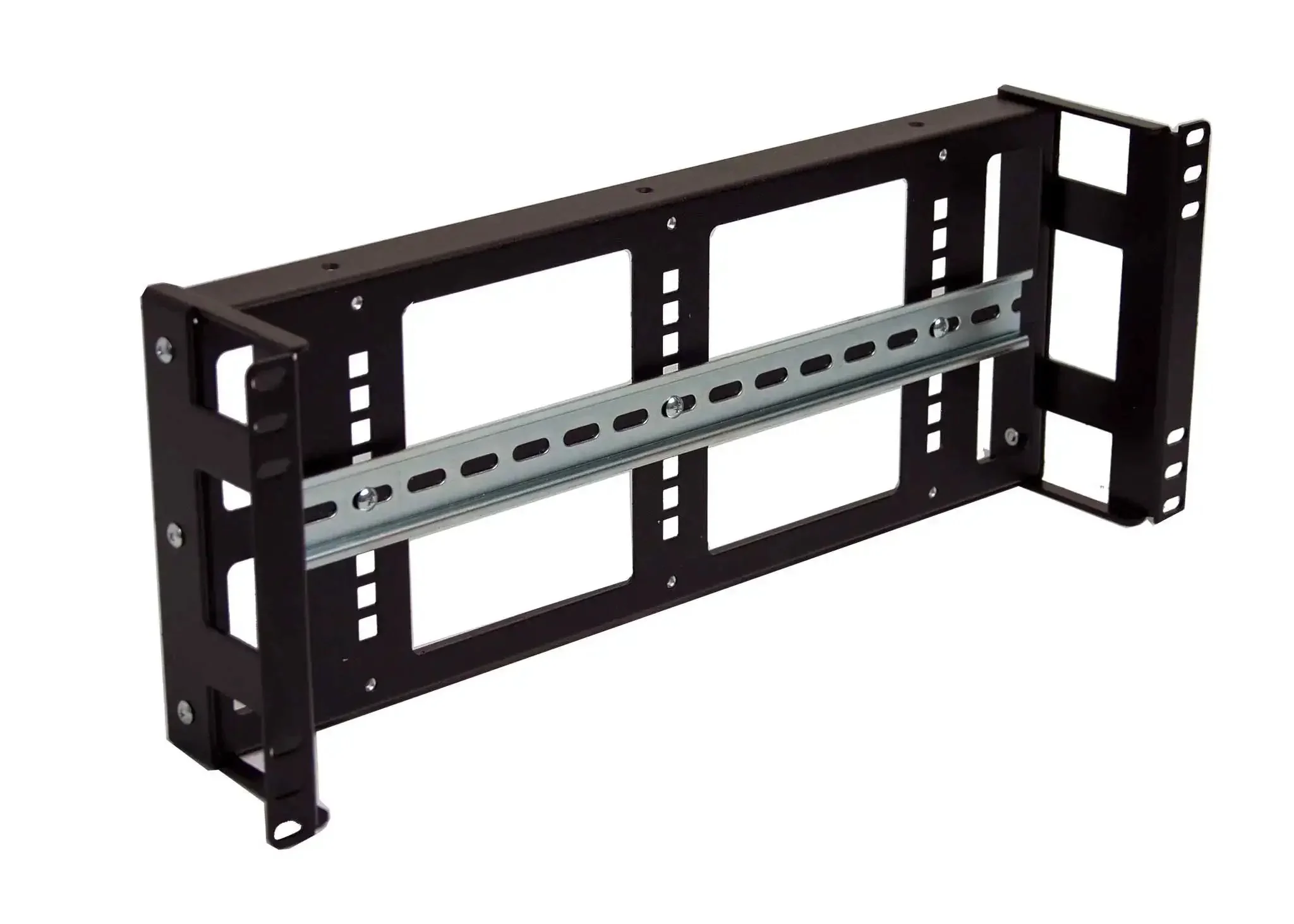 4U Rackmount Low Profile DIN Rail Panel, 3.78 Inch Depth, Heavy Duty 14 Gauge Steel, Fits Standard 19 Inch 2 Post or 4 Post Racks, EN50022 Top Hat T35 TS32 DIN Rail Compatible, Industrial Cabinet Accessory - Image 3