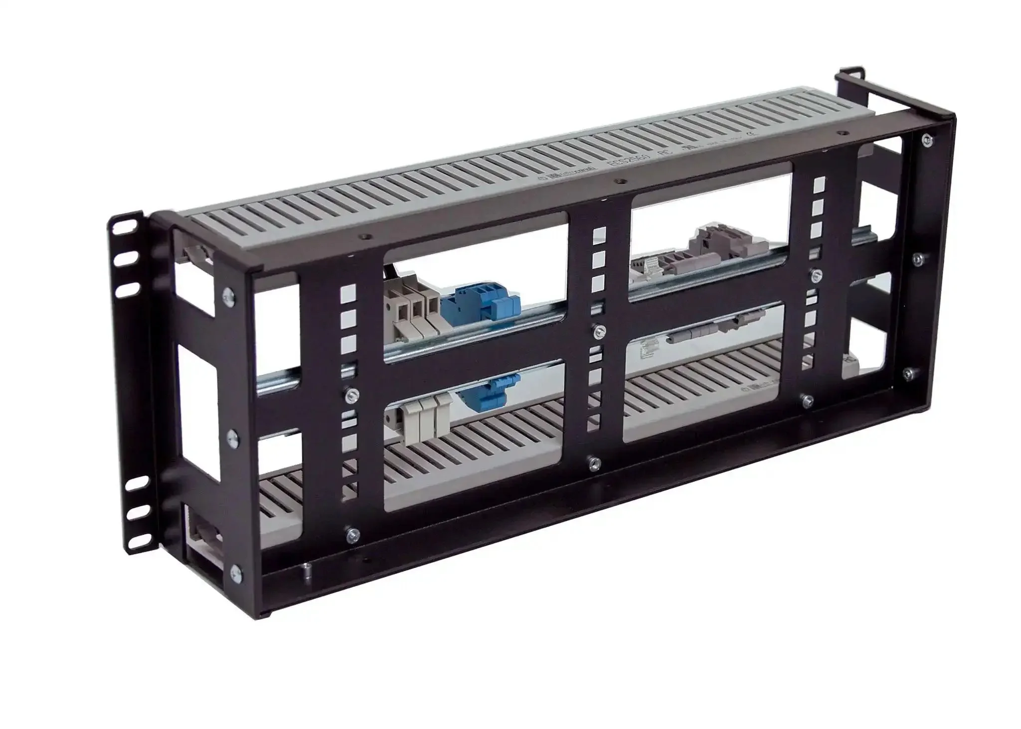4U Rackmount Low Profile DIN Rail Panel, 3.78 Inch Depth, Heavy Duty 14 Gauge Steel, Fits Standard 19 Inch 2 Post or 4 Post Racks, EN50022 Top Hat T35 TS32 DIN Rail Compatible, Industrial Cabinet Accessory - Image 4