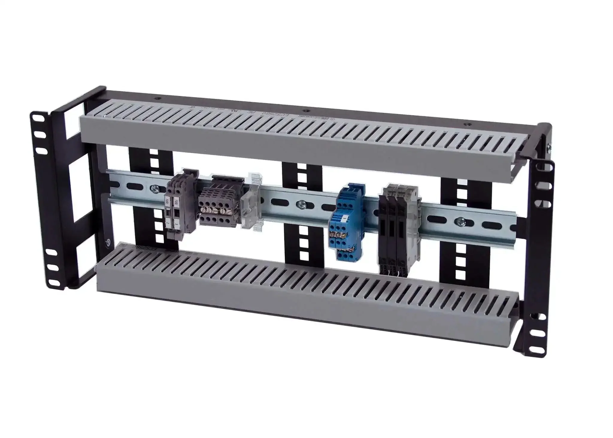 4U Rackmount Low Profile DIN Rail Panel, 3.78 Inch Depth, Heavy Duty 14 Gauge Steel, Fits Standard 19 Inch 2 Post or 4 Post Racks, EN50022 Top Hat T35 TS32 DIN Rail Compatible, Industrial Cabinet Accessory - Image 5