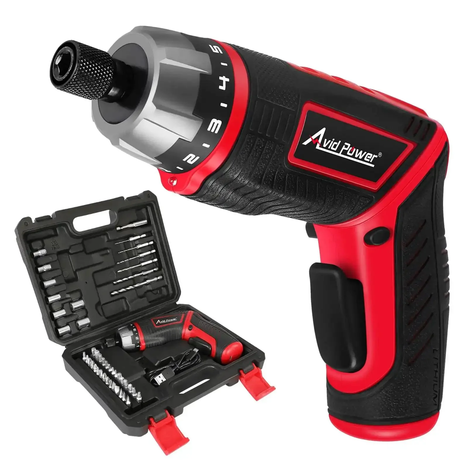 4V Cordless Screwdriver Kit With 44 Accessories, 5.65Nm Torque, 200 RPM, 5 Plus 1 Torque Settings, Dual Position Handle And LED Light, Rechargeable Mini Power Drill For DIY Projects, Lightweight And Easy To Use