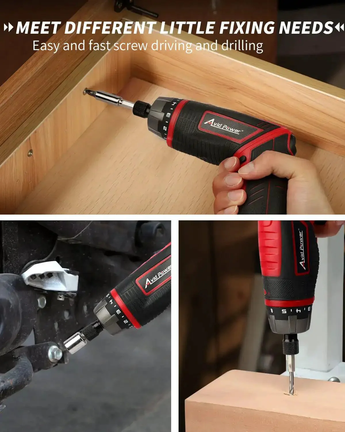 4V Cordless Screwdriver Kit With 44 Accessories, 5.65Nm Torque, 200 RPM, 5 Plus 1 Torque Settings, Dual Position Handle And LED Light, Rechargeable Mini Power Drill For DIY Projects, Lightweight And Easy To Use - Image 5