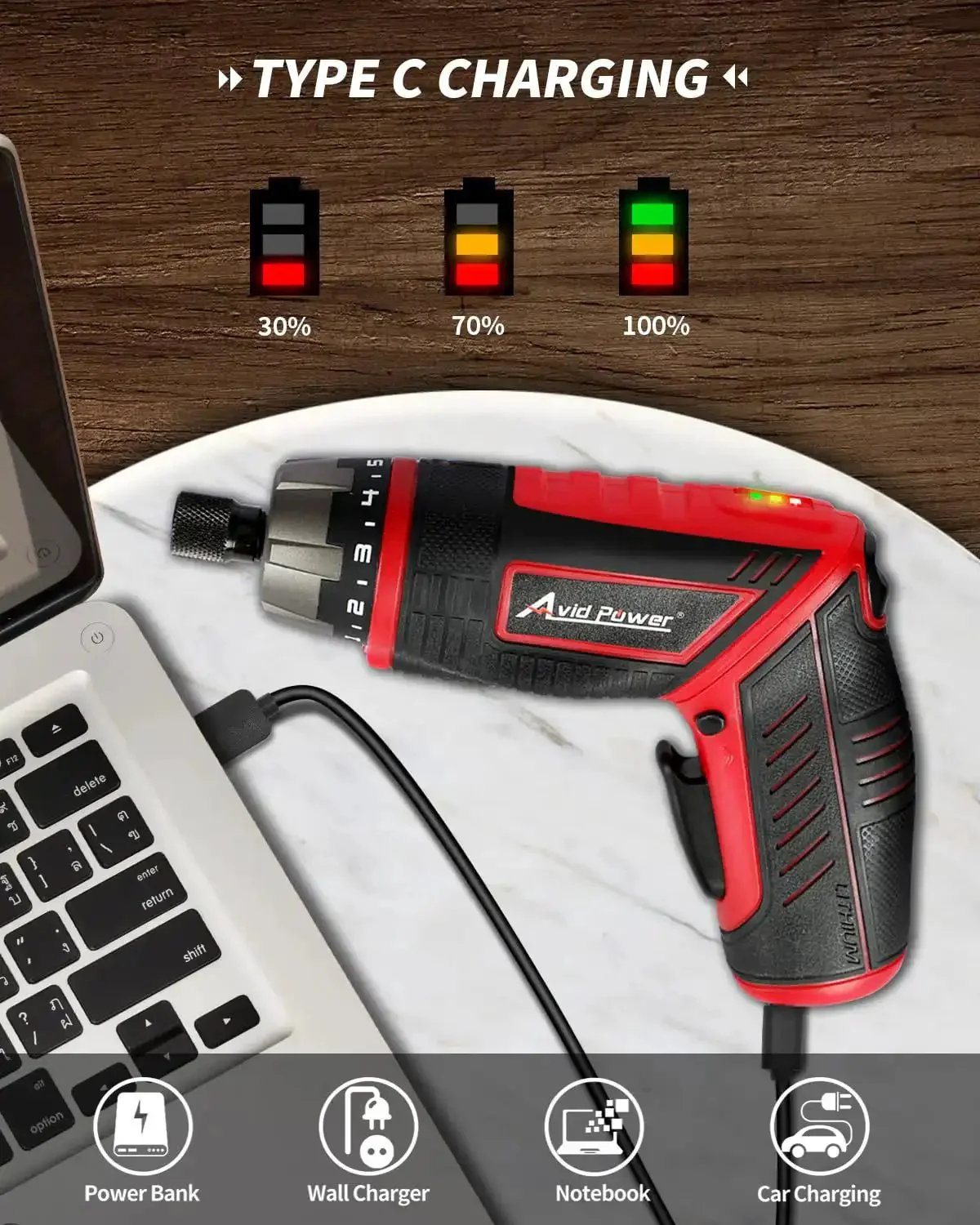 4V Cordless Screwdriver Kit With 44 Accessories, 5.65Nm Torque, 200 RPM, 5 Plus 1 Torque Settings, Dual Position Handle And LED Light, Rechargeable Mini Power Drill For DIY Projects, Lightweight And Easy To Use - Image 9