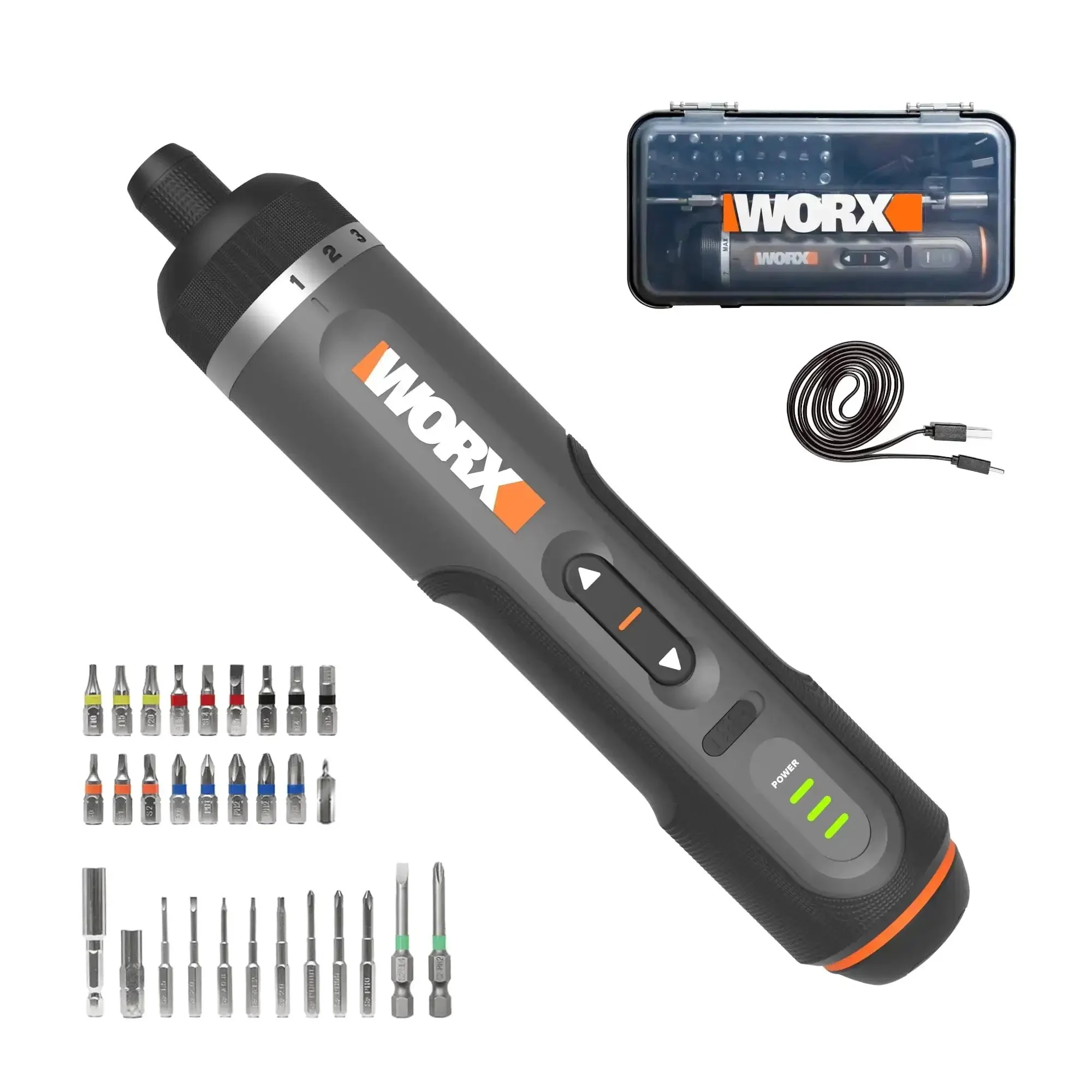 4V Lithium Cordless Screwdriver Kit With 30 Piece Accessory Pack, Easy To Use Electric Driver For Home DIY Projects, Furniture Assembly, Repairs, And Light Professional Work, Rechargeable Battery, Black And Silver