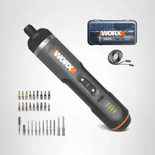 4V Lithium Cordless Screwdriver Kit With 30 Piece Accessory Pack, Easy To Use Electric Driver For Home DIY Projects, Furniture Assembly, Repairs, And Light Professional Work, Rechargeable Battery, Black And Silver - Image 2
