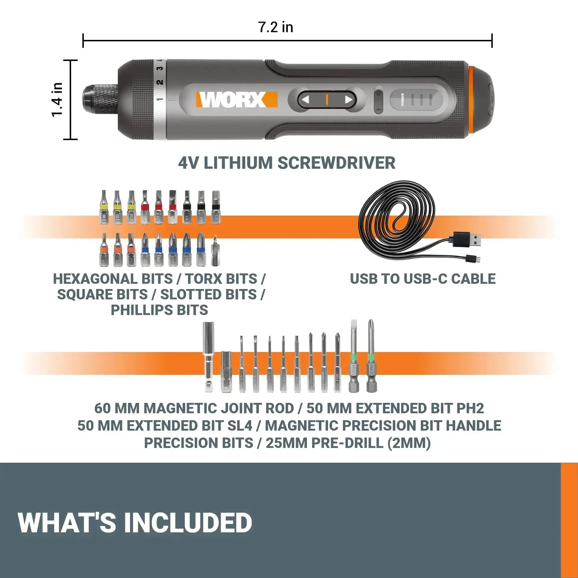4V Lithium Cordless Screwdriver Kit With 30 Piece Accessory Pack, Easy To Use Electric Driver For Home DIY Projects, Furniture Assembly, Repairs, And Light Professional Work, Rechargeable Battery, Black And Silver - Image 5