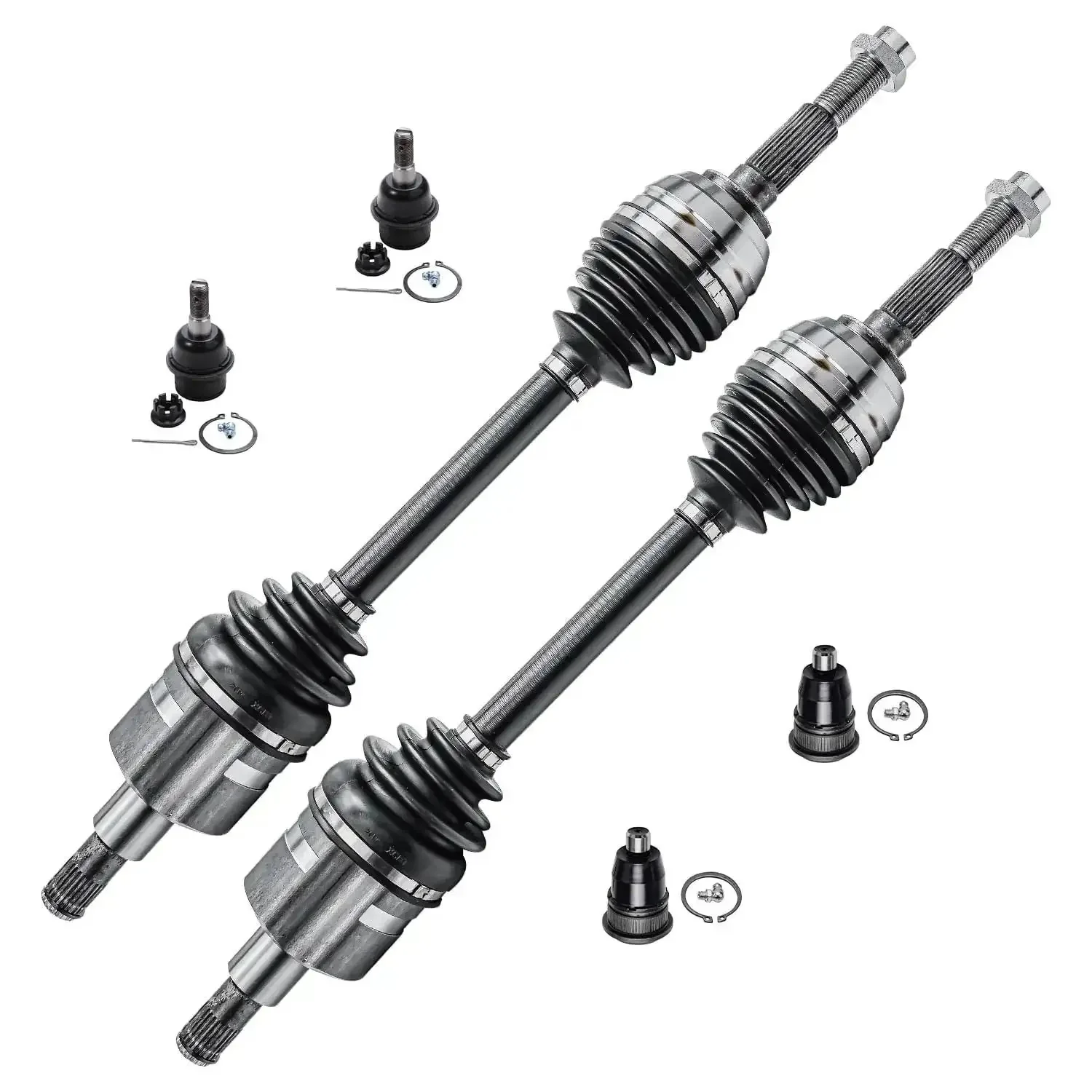 4WD 6Pc Front CV Axle Kit For Chevy Trailblazer GMC Envoy Buick Rainier Saab 9 7X Isuzu Ascender Oldsmobile Bravada With 2 CV Axles And 4 Upper Lower Ball Joints Replacement Durable Heavy Duty
