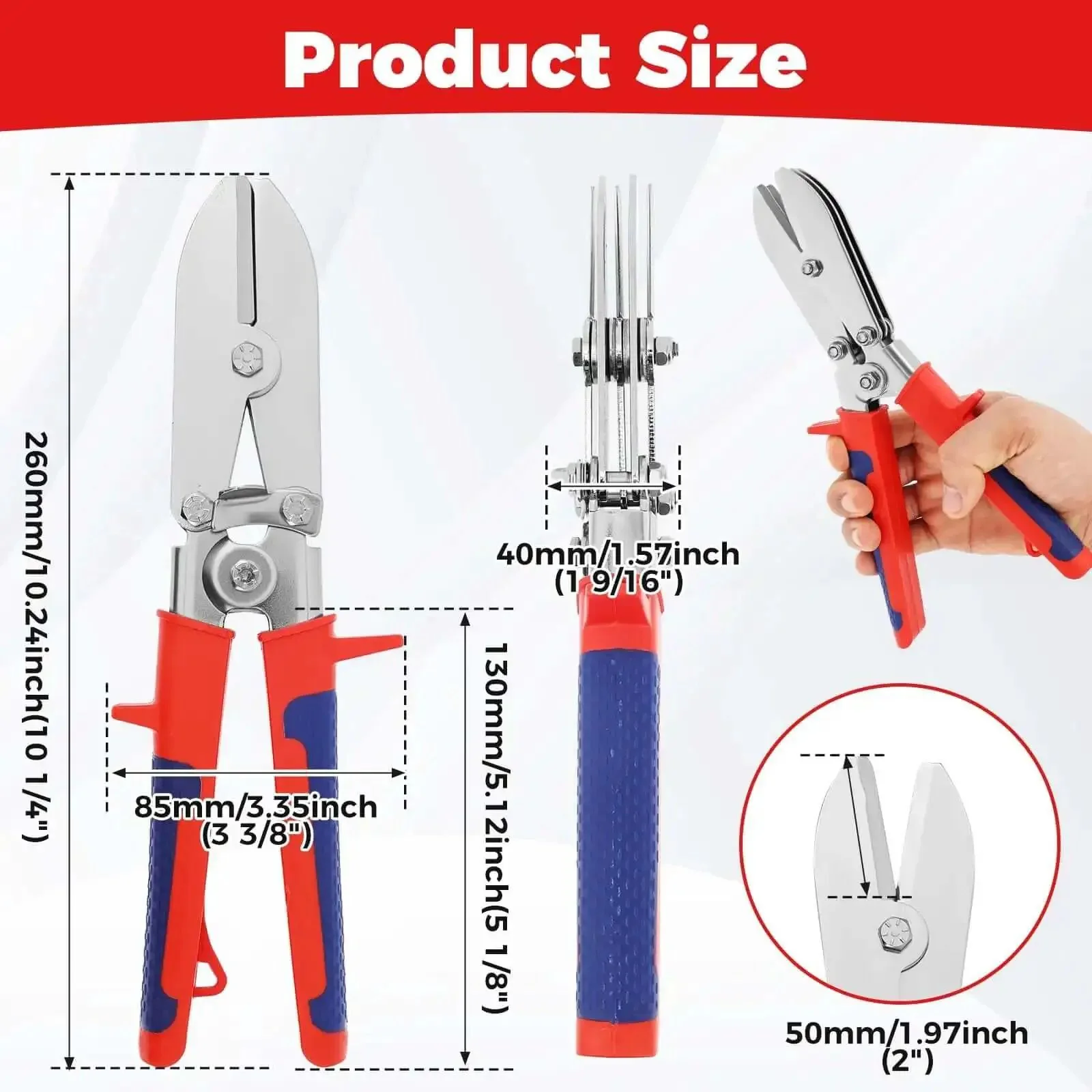 5-Blade Hand Crimper for Gutter and Sheet Metal Crimping Deep Throat Duct Crimping Tool for 22-28 Gauge HVAC Ductwork Downspouts Stove Pipes and Metal Fabrication - Image 7