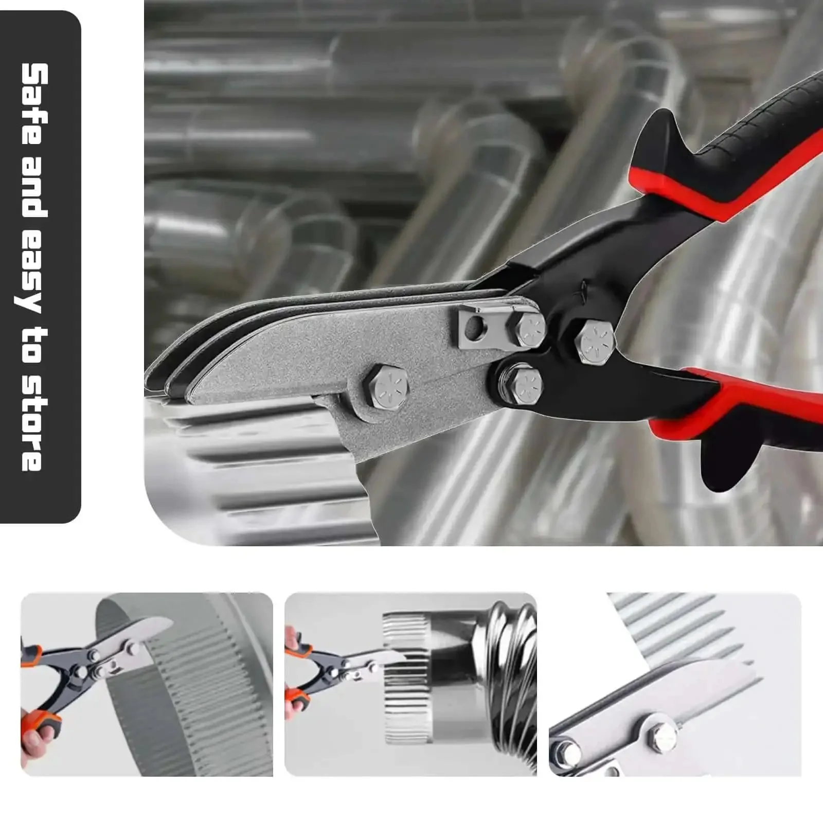 5 Blade Hand Crimper For Sheet Metal And Gutter Work Heavy Duty Crimp Tool For 24 To 28 Gauge Stainless Steel HVAC Ductwork Downspouts Stove Pipes And Venting Projects Pro Grade Ergonomic Non Slip Grip - Image 3
