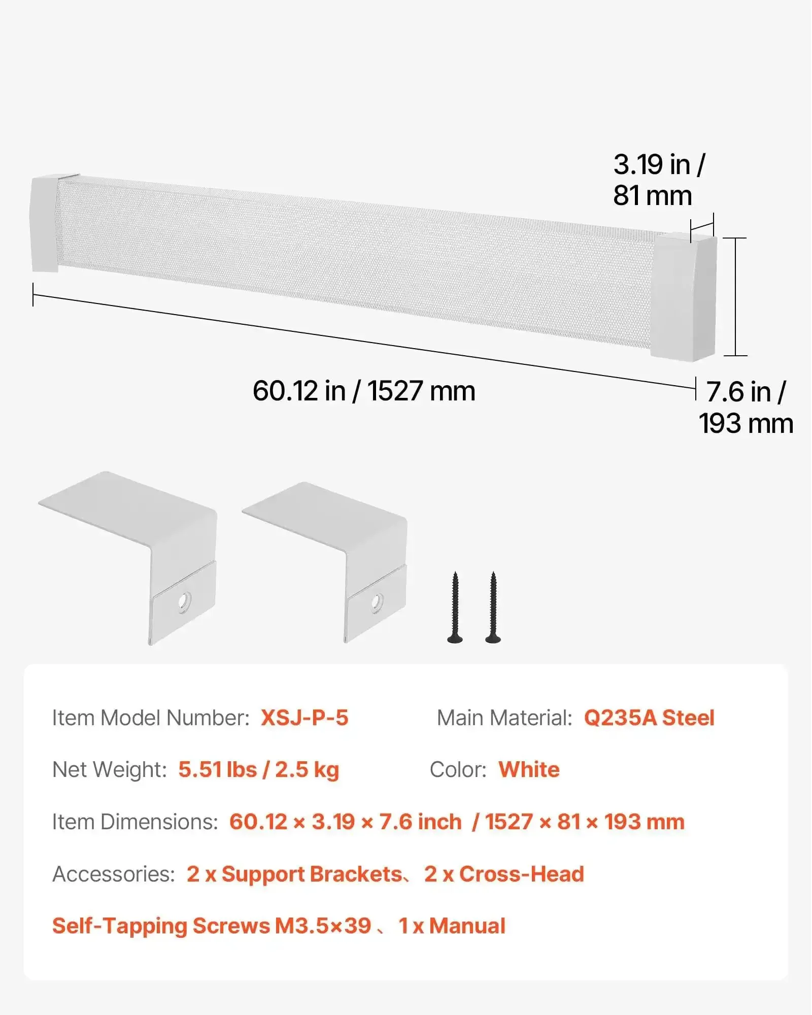 5 Ft Baseboard Heater Cover, Heavy Duty Steel Front Panel For Electric Heating Unit, Easy Installation, Replaces Old Cover, Durable White Finish, Slim Back Panel, Ideal Bedroom Home Improvement Upgrade - Image 4