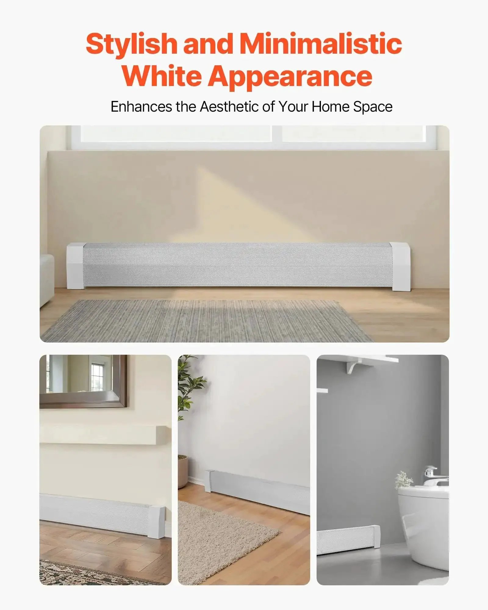 5 Ft Baseboard Heater Cover, Heavy Duty Steel Front Panel For Electric Heating Unit, Easy Installation, Replaces Old Cover, Durable White Finish, Slim Back Panel, Ideal Bedroom Home Improvement Upgrade - Image 5