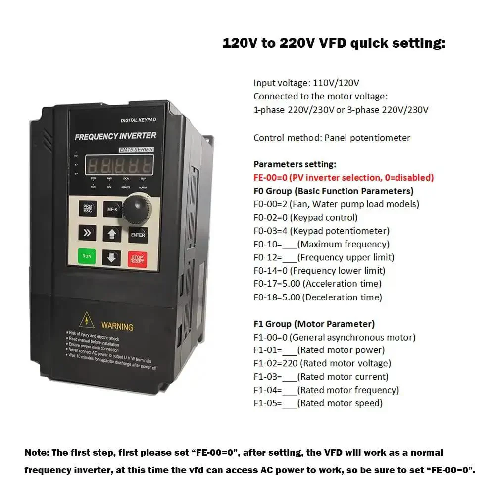 5 HP VFD For Single Phase 120V Power To 220 To 240V Three Phase Motors With 50 To 60 Hz Support VF And Vector Control 4 kW Drive 16 A Lets You Run AC Motors From A Regular Wall Outlet Great For DIY Projects And Small Workshop Or Factory Use - Image 8