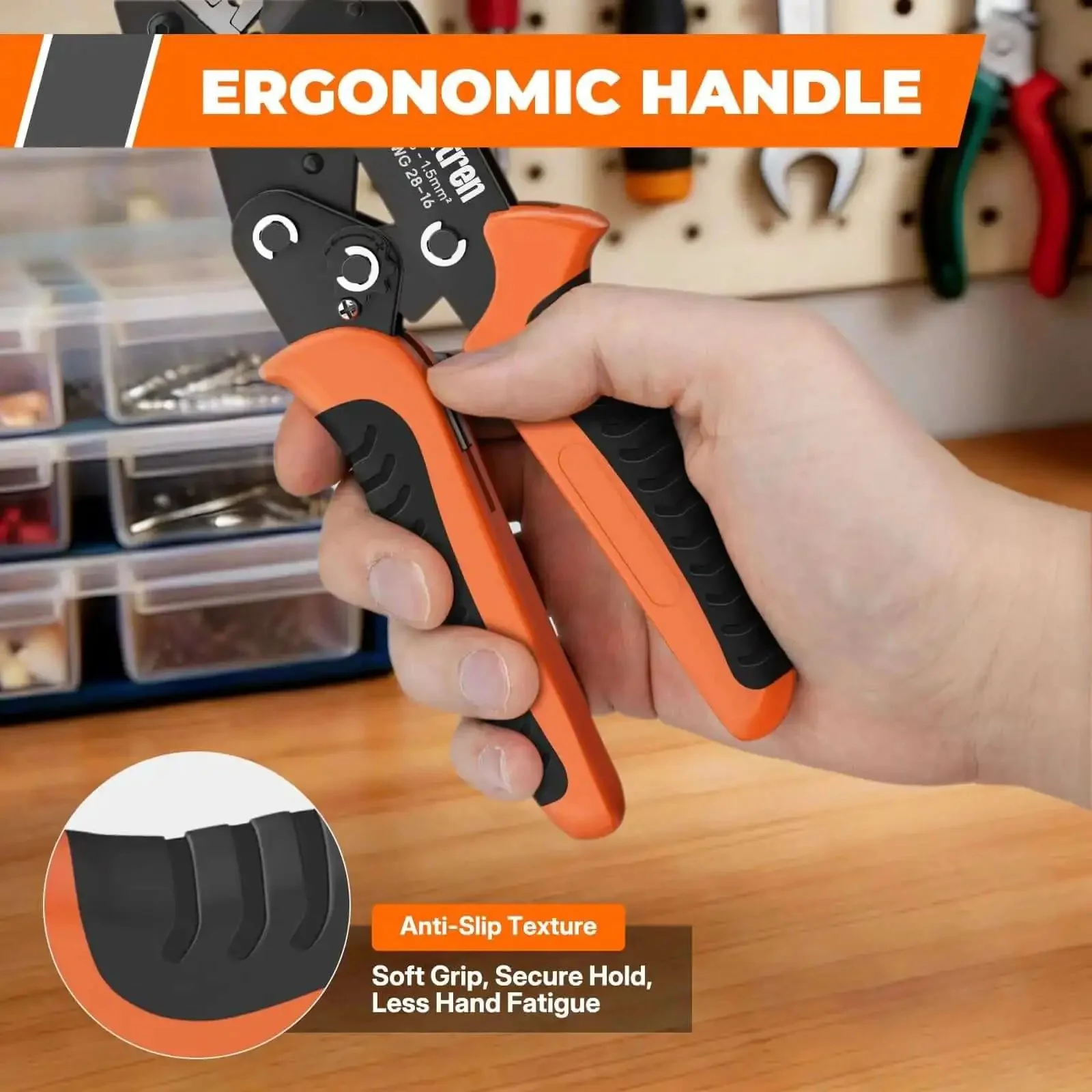 5-In-1 Wire Crimping Tool Ratcheting Crimper For AWG 28-16 Non-Insulated Open Barrel Terminals Fits Deutsch Delphi AMP JST DuPont Molex TE And Other Automotive Wire Connectors - Image 4