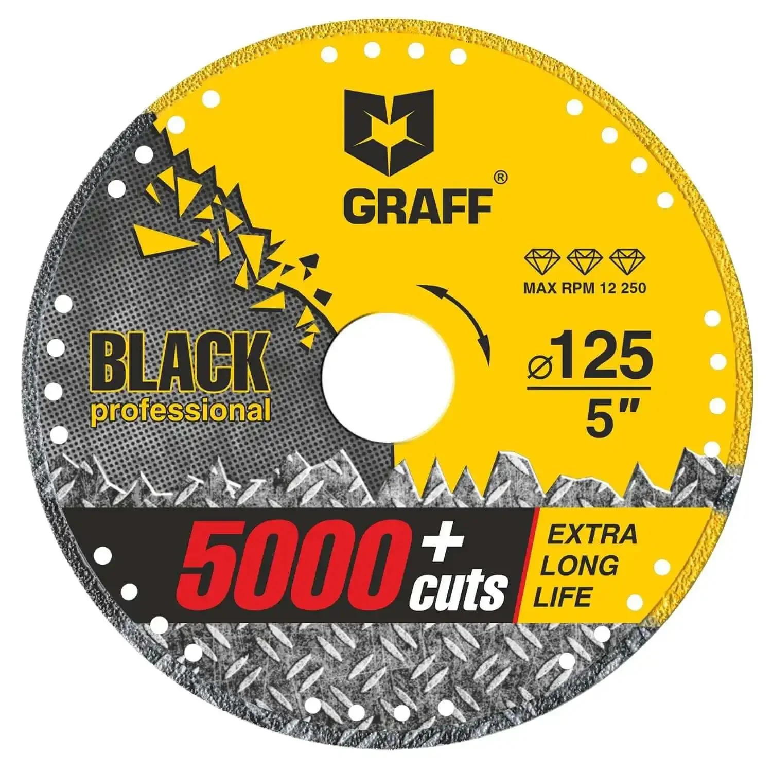 5 Inch Diamond Cut Off Wheel For Angle Grinder Pro Grade Long Life Metal Cutting Disc Dry Cut Heavy Duty For Steel Rebar Iron Aluminum Pipes And Sheet Metal Over 5000 Cuts