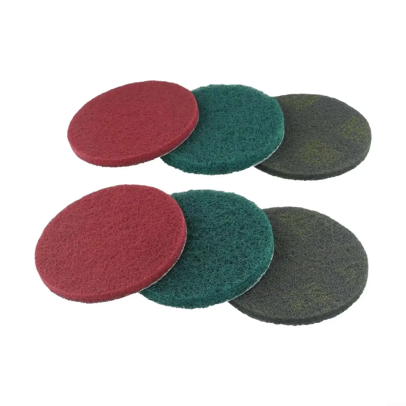 5 Inch Nylon Scouring Pads Set For Drill Powered Buffers And Polishers, 6 Pack Industrial Scrubbing Discs In Green Red Grey For Rust Removal Deburring And Tough As Nails Cleaning And Polishing - Image 3