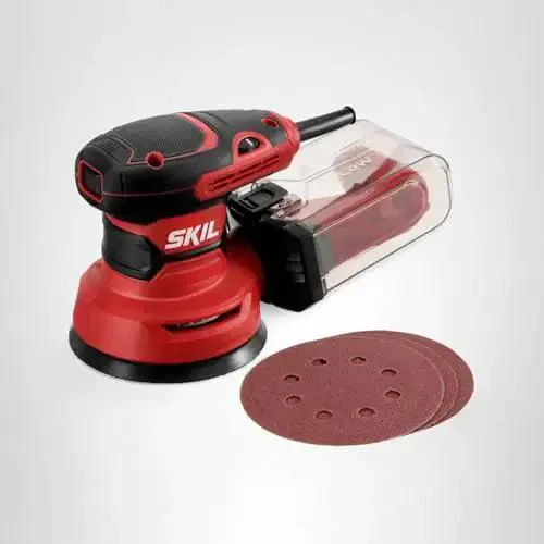 5 Inch Random Orbital Sander With Cyclonic Dust Box And 3 Piece Sanding Sheet Set, 2.8 Amp Motor, 13,000 Orbits Per Minute, Easy Empty Dust Canister, Multicolor Finish, Ideal For Quick Diy Finishes - Image 2