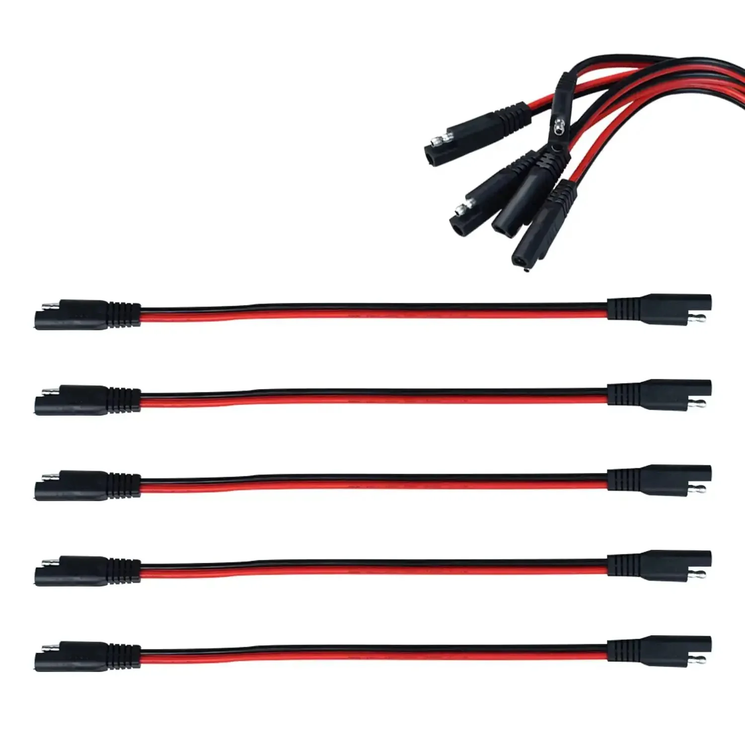 5 Pack 12 Gauge 2 Pin Quick Disconnect Polarized SAE Connector Wire Harness For Motorcycle Boat Car Tractor 12 Inch Red And Black Leads Waterproof Beefed Up Heavy Duty 12 AWG Copper Conductors Marine Grade - Image 2