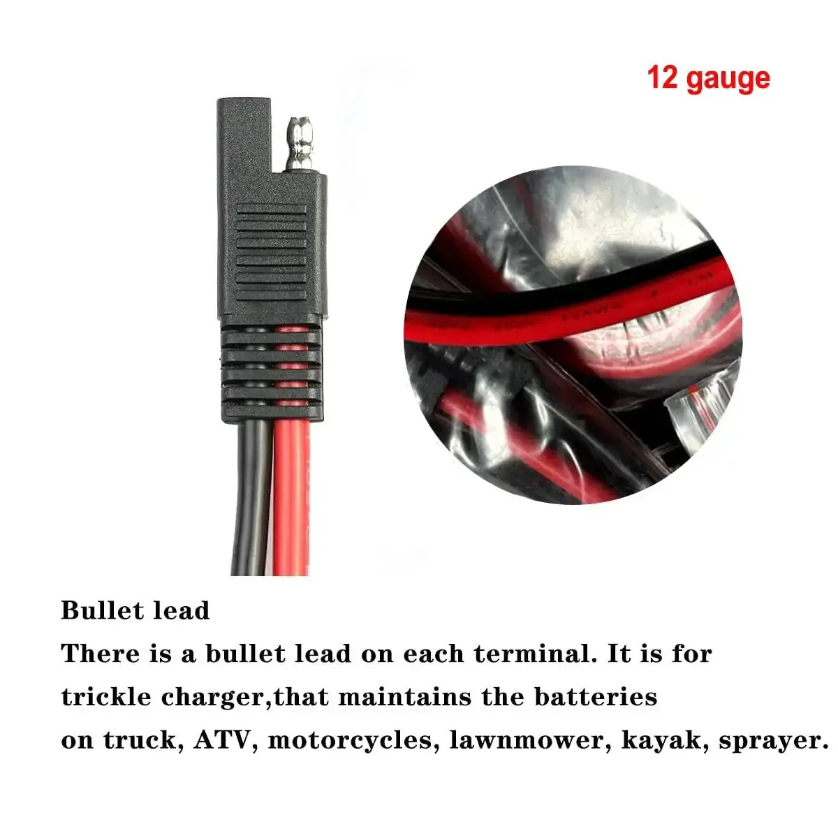 5 Pack 12 Gauge 2 Pin Quick Disconnect Polarized SAE Connector Wire Harness For Motorcycle Boat Car Tractor 12 Inch Red And Black Leads Waterproof Beefed Up Heavy Duty 12 AWG Copper Conductors Marine Grade - Image 9