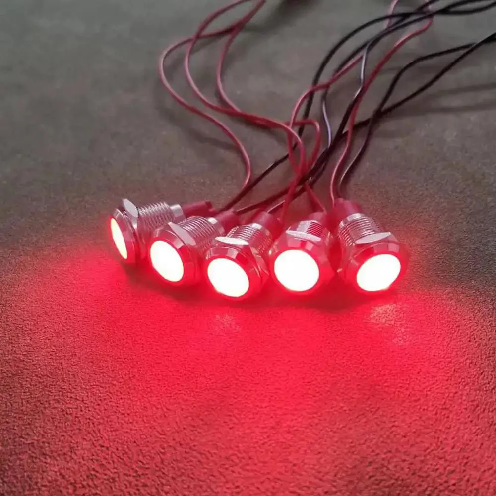 5 Pack 12mm LED Indicator Light Red Waterproof AC DC 12 To 24V Signal Lamp With Wire For Dash Pilot Lights Metal Shell Built Tough Durable Construction 20mA 0.5W Bright Red Indicator - Image 6