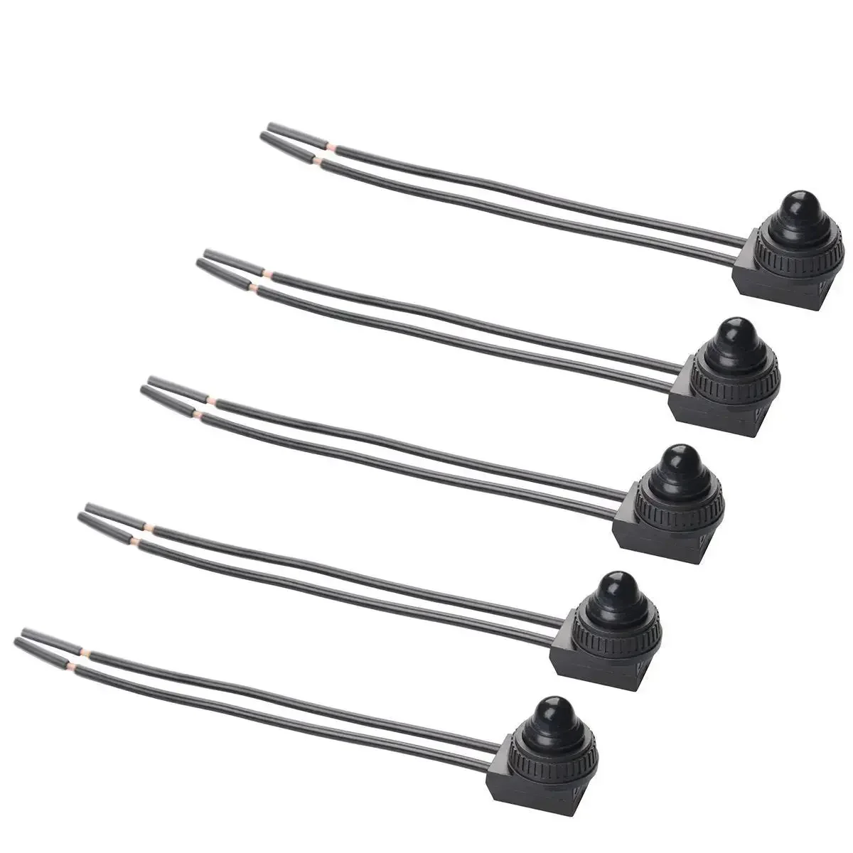 5 Pack 12V Push Button Switches Waterproof On Off Micro Light Toggle For Motorcycle Car Truck Boat Marine Black 6A Surface Mounted Or Recessed Mounting Ideal For RV And Automotive Projects