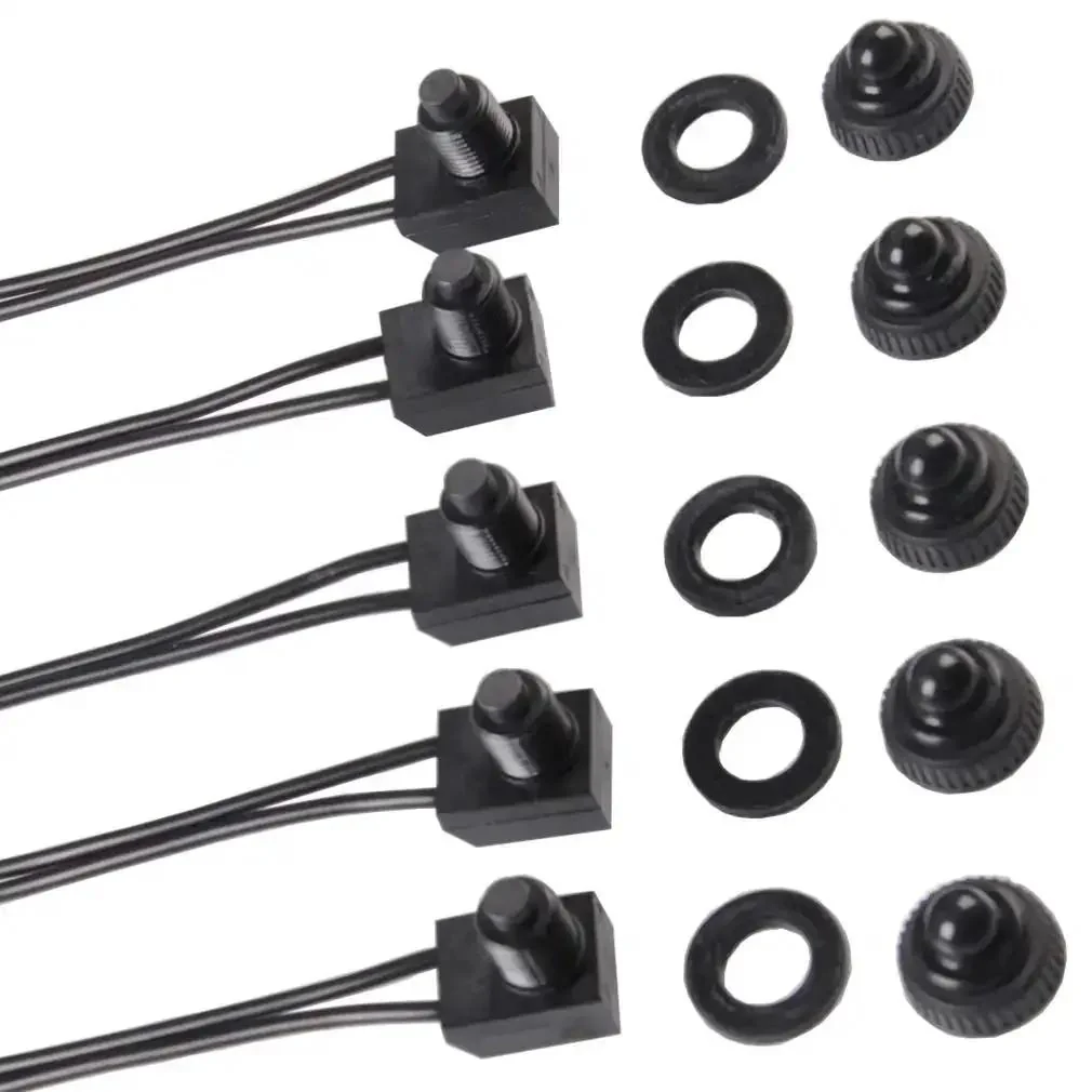 5 Pack 12V Push Button Switches Waterproof On Off Micro Light Toggle For Motorcycle Car Truck Boat Marine Black 6A Surface Mounted Or Recessed Mounting Ideal For RV And Automotive Projects - Image 4
