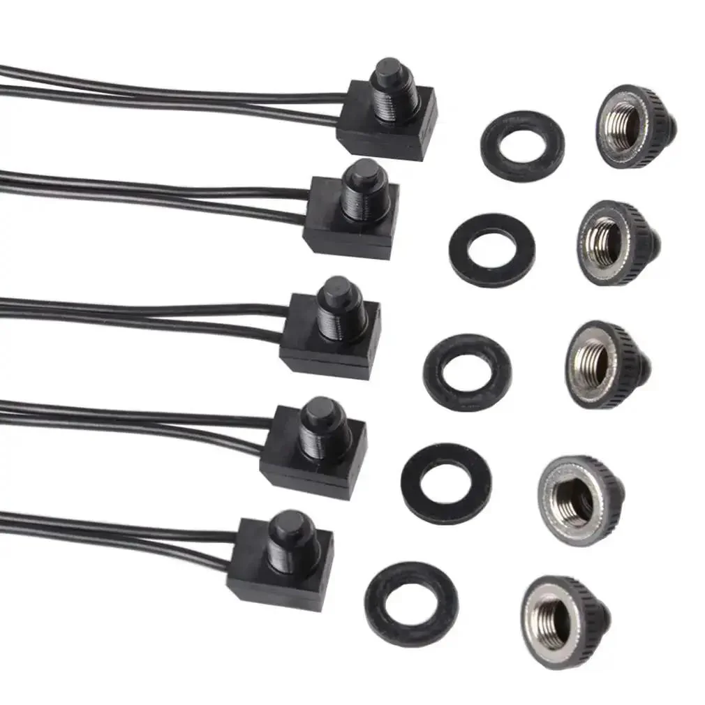 5 Pack 12V Push Button Switches Waterproof On Off Micro Light Toggle For Motorcycle Car Truck Boat Marine Black 6A Surface Mounted Or Recessed Mounting Ideal For RV And Automotive Projects - Image 5