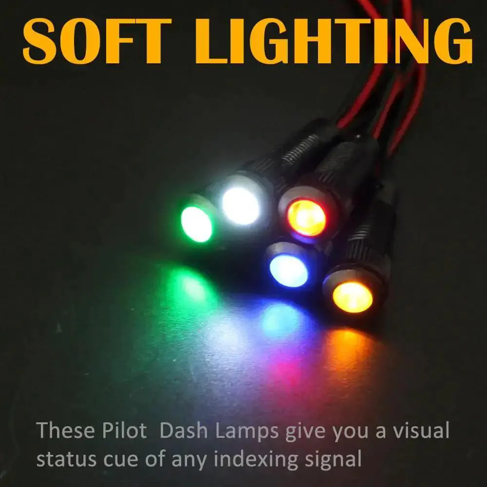 5 Pack 6mm LED Indicator Lights Black Plastic Signal Dots 12V To 24V With 1 Quarter Inch Mounting Hole And 15 Cm Wire Length Mixed Colors Red White Yellow Green Blue - Image 4