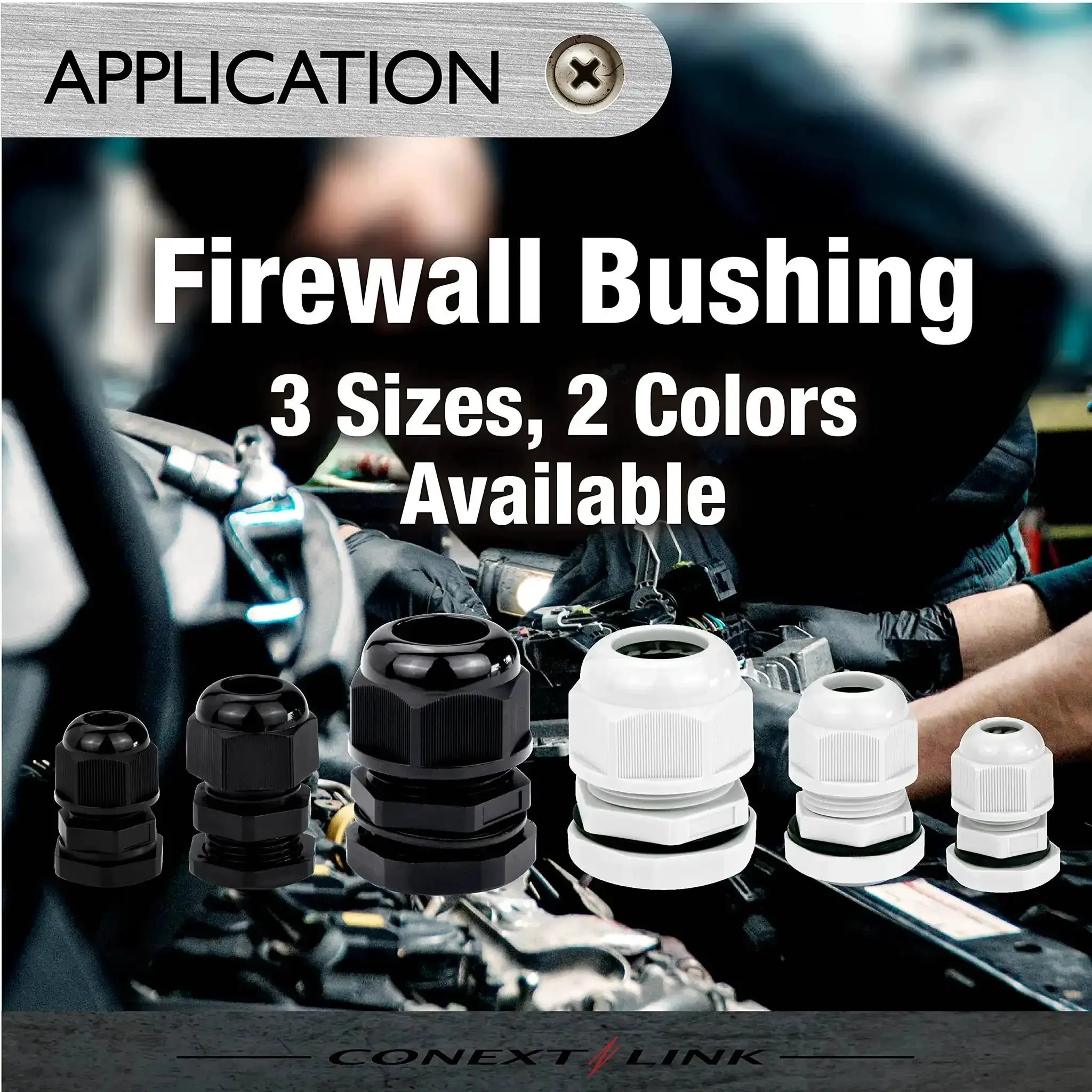 5 Pack Beefy Waterproof IP68 Nylon Firewall Bushing Grommet Cable Gland Joint Locknut Protectors For Power Cables 1/0 Gauge With Neoprene Seal Nylon Body For Air Tight Waterproof Seal Black - Image 3