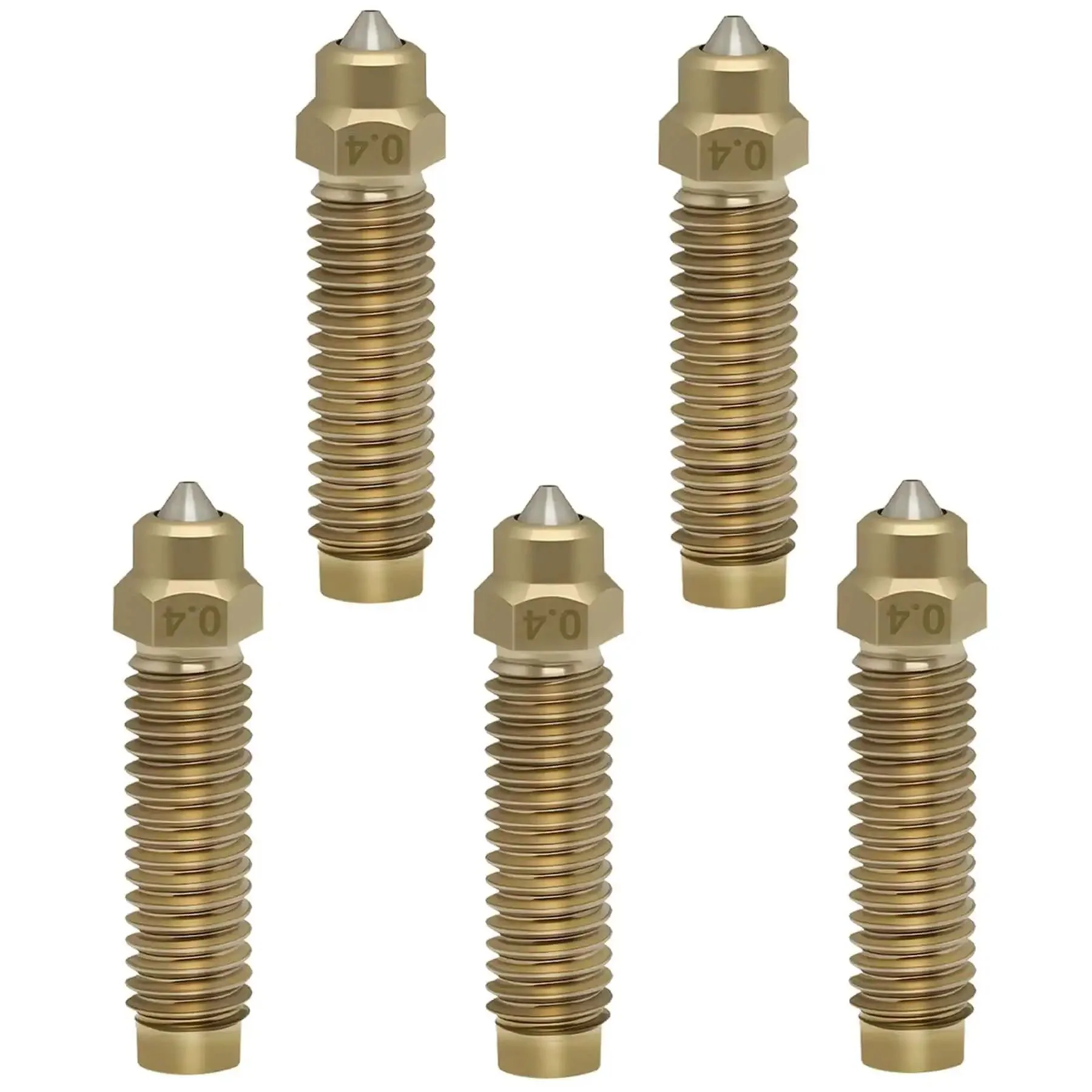 5 Pack Brass Hardened Steel Nozzles For Centauri Carbon And Centauri 3D Printer, 0.4mm, High Temperature Wear Resistant Hotend Nozzles, 320C Thermal Conductivity For Fast Heating And Long Lasting Prints