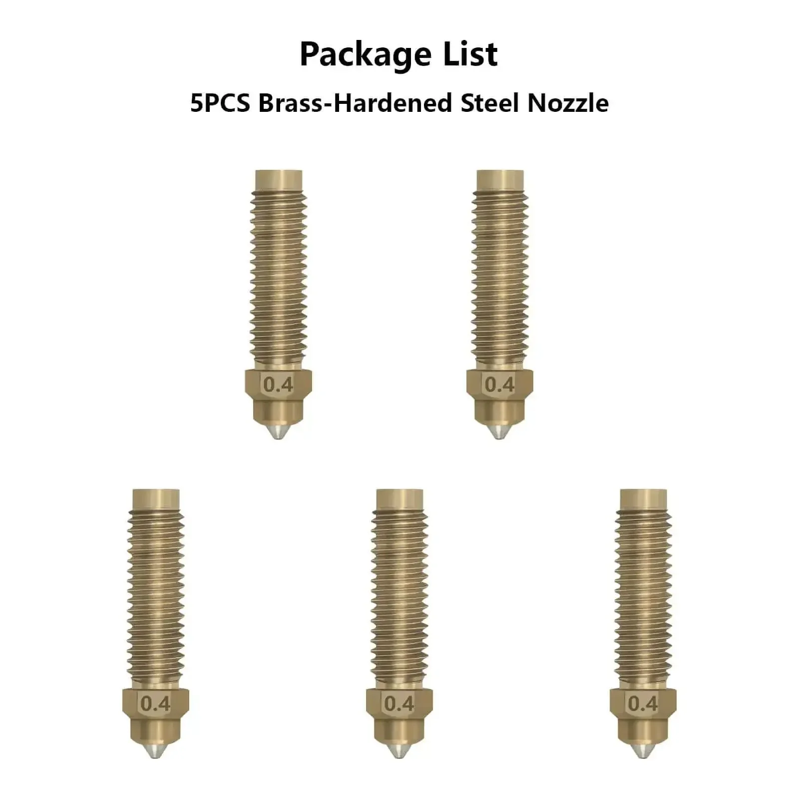 5 Pack Brass Hardened Steel Nozzles For Centauri Carbon And Centauri 3D Printer, 0.4mm, High Temperature Wear Resistant Hotend Nozzles, 320C Thermal Conductivity For Fast Heating And Long Lasting Prints - Image 2