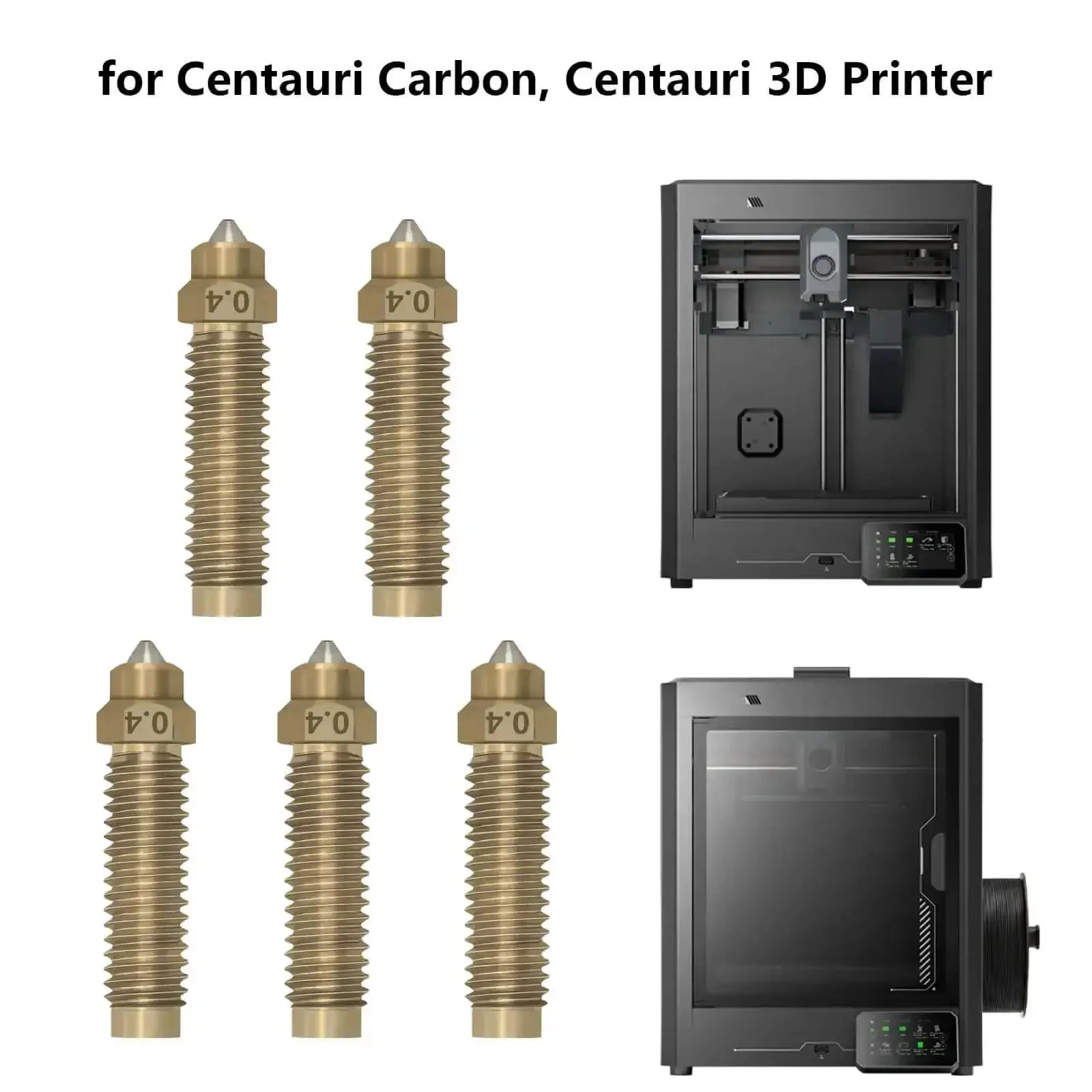 5 Pack Brass Hardened Steel Nozzles For Centauri Carbon And Centauri 3D Printer, 0.4mm, High Temperature Wear Resistant Hotend Nozzles, 320C Thermal Conductivity For Fast Heating And Long Lasting Prints - Image 3