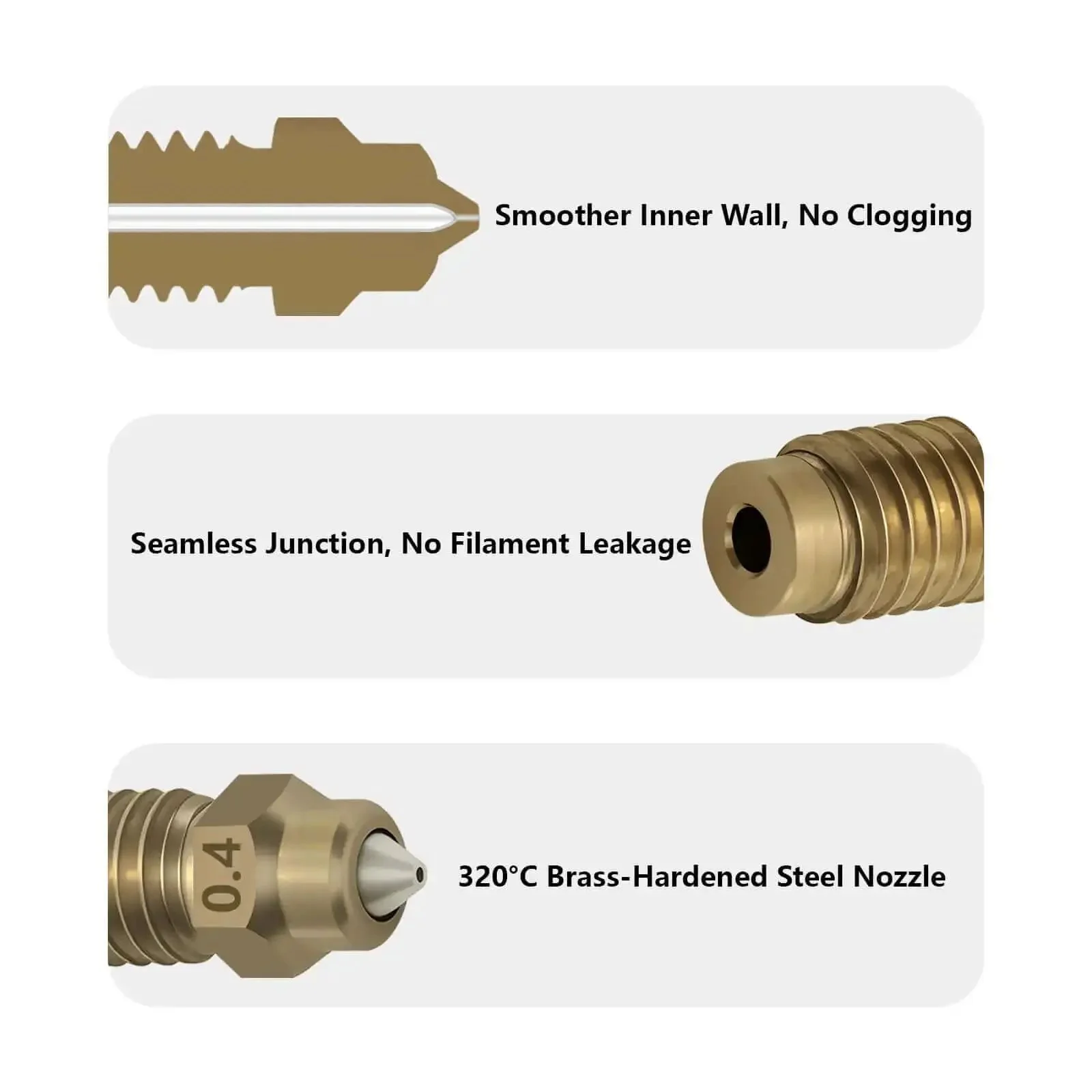 5 Pack Brass Hardened Steel Nozzles For Centauri Carbon And Centauri 3D Printer, 0.4mm, High Temperature Wear Resistant Hotend Nozzles, 320C Thermal Conductivity For Fast Heating And Long Lasting Prints - Image 4