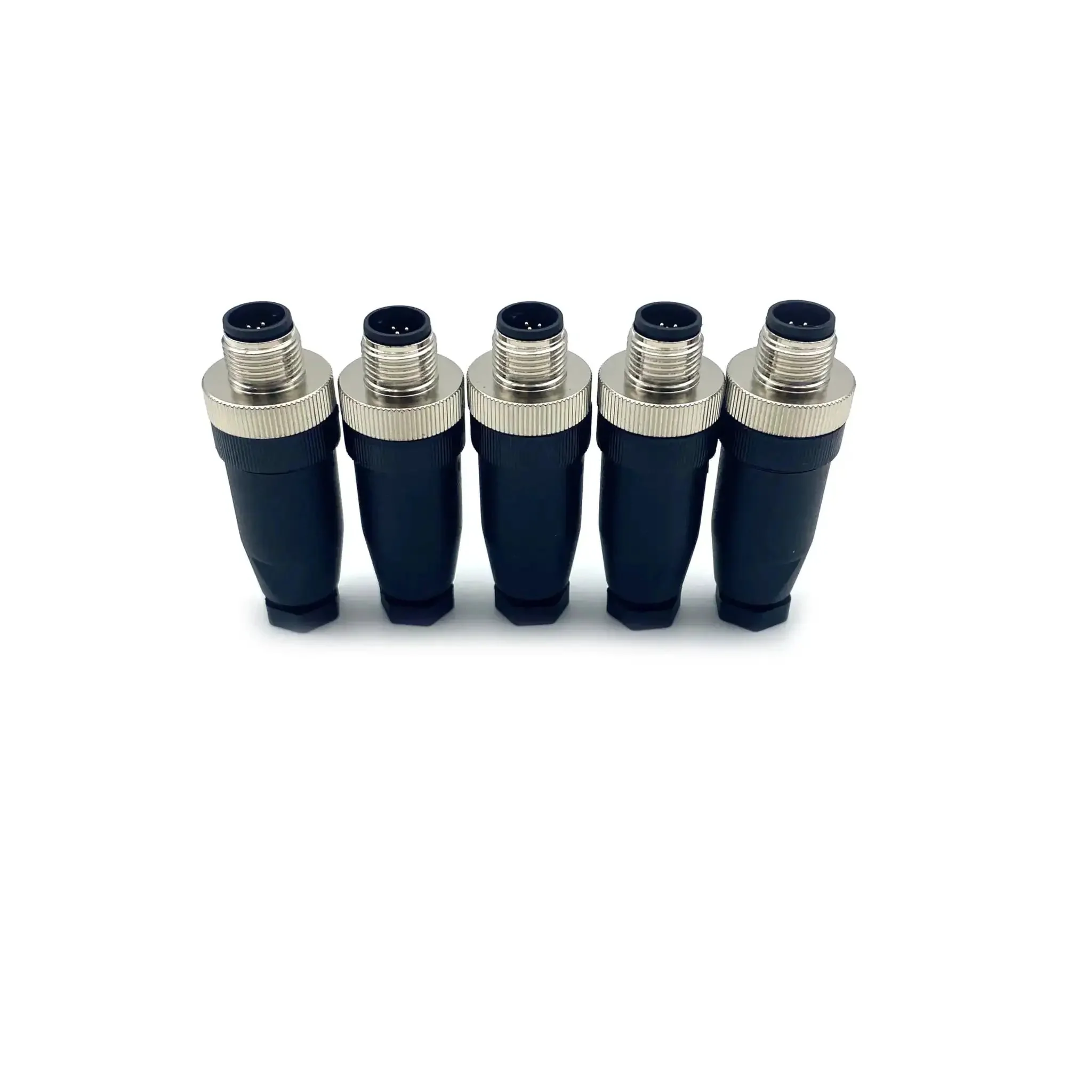 5 Pack M12 8 Pin A Code Male Connector IP67 Waterproof Industrial Circular Connector Field Install Plug And Play Wireable Adapter Unshielded Straight Type Sensor For PG7 Cable 60V 4A