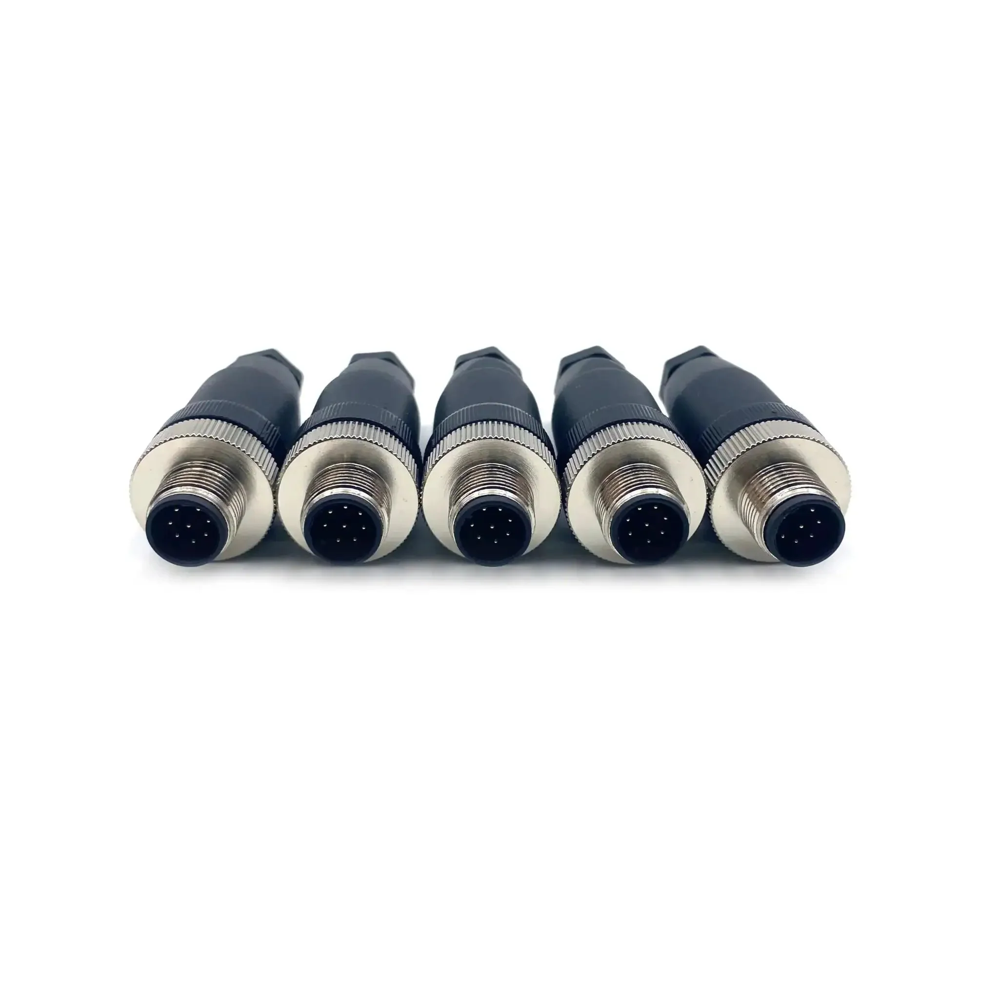 5 Pack M12 8 Pin A Code Male Connector IP67 Waterproof Industrial Circular Connector Field Install Plug And Play Wireable Adapter Unshielded Straight Type Sensor For PG7 Cable 60V 4A - Image 2