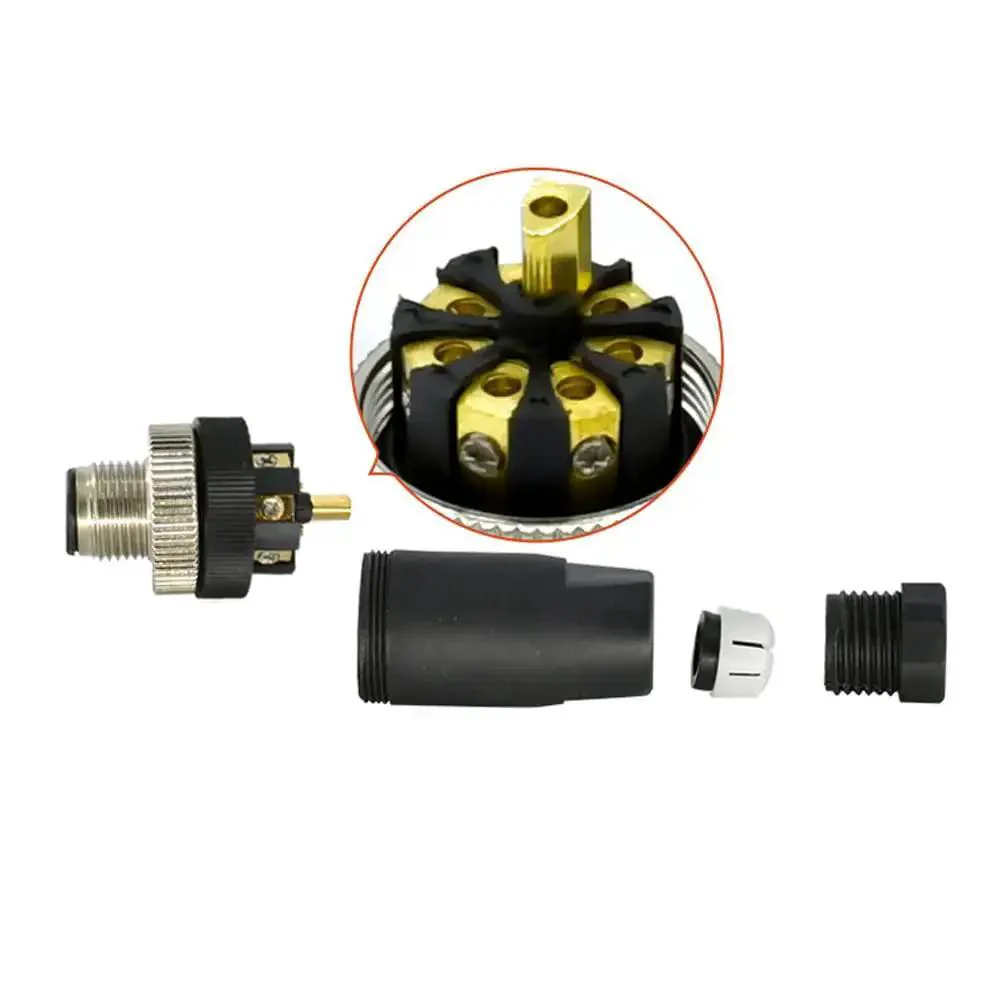 5 Pack M12 8 Pin A Code Male Connector IP67 Waterproof Industrial Circular Connector Field Install Plug And Play Wireable Adapter Unshielded Straight Type Sensor For PG7 Cable 60V 4A - Image 7