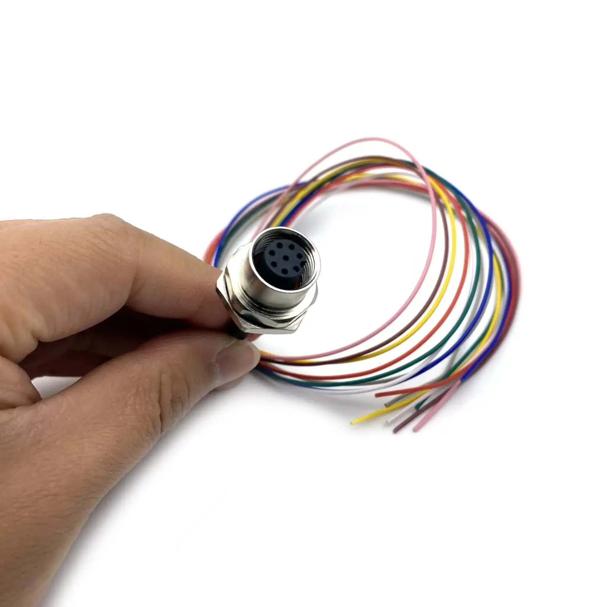5-Pack M12 8-Pin A-Coded Female Connector Cable Industrial Grade IP67 Waterproof Back-Mount Unshielded Straight Aviation Socket Sensor Receptacle 60V 2A 0.5M - Image 3