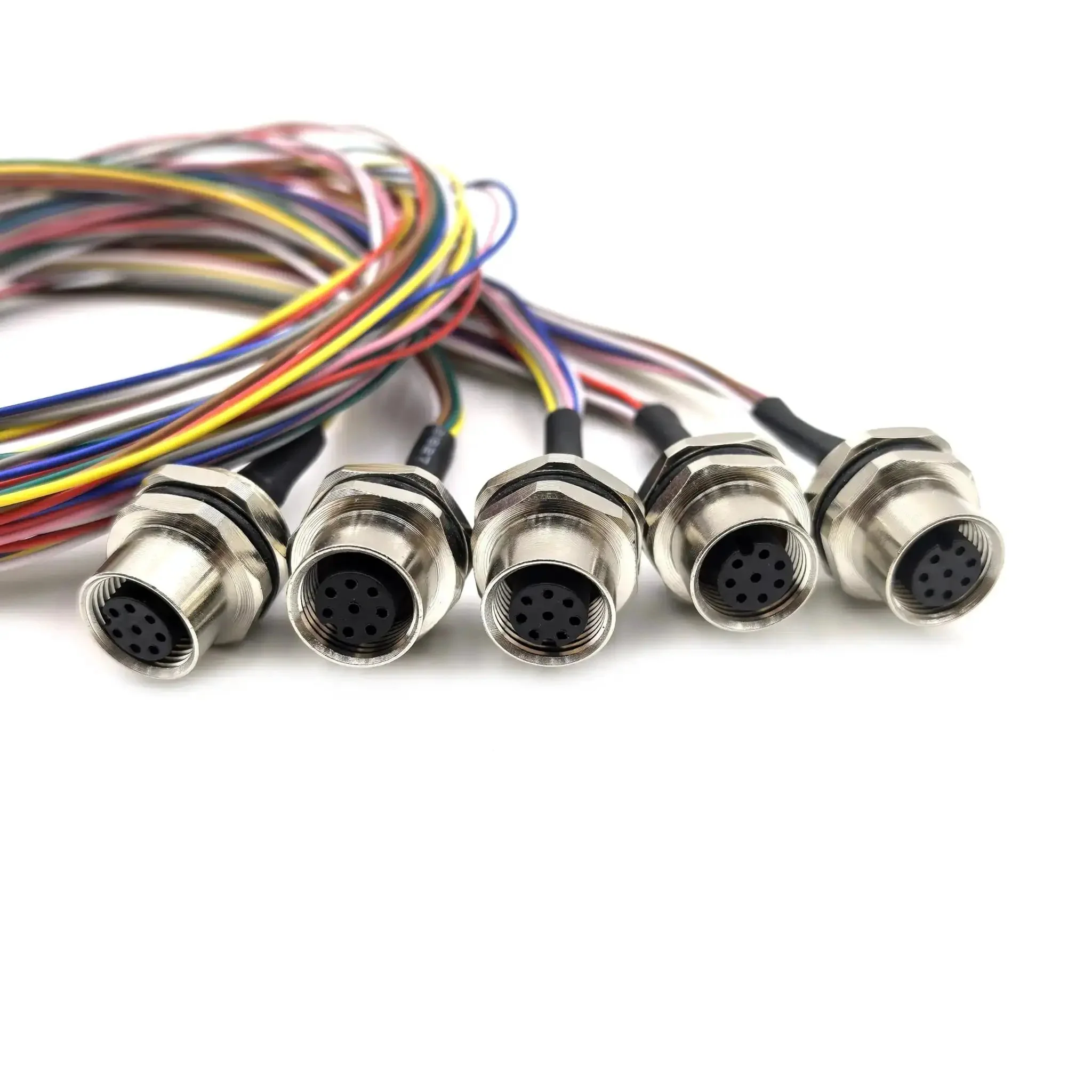 5-Pack M12 8-Pin A-Coded Female Connector Cable Industrial Grade IP67 Waterproof Back-Mount Unshielded Straight Aviation Socket Sensor Receptacle 60V 2A 0.5M - Image 8