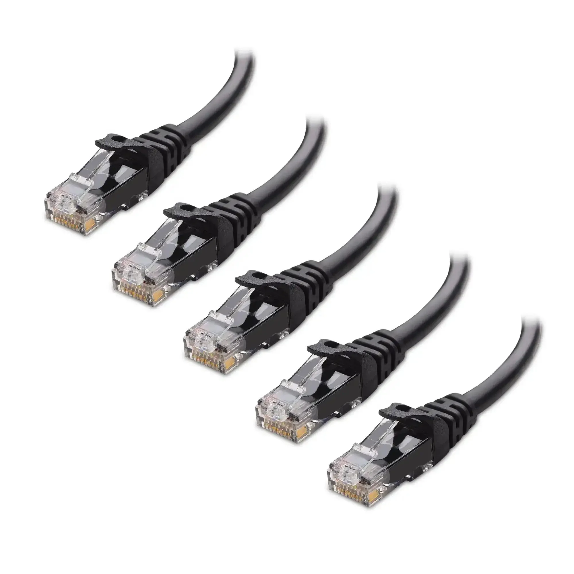 5 Pack Snagless Cat 6 Ethernet Cables, 3 Feet Long, 10Gbps Ready For Fast Gig Speed LAN Networking, Durable 24AWG Copper Patch Cords, Cat6 Cord For PCs, Printers, Routers, Black