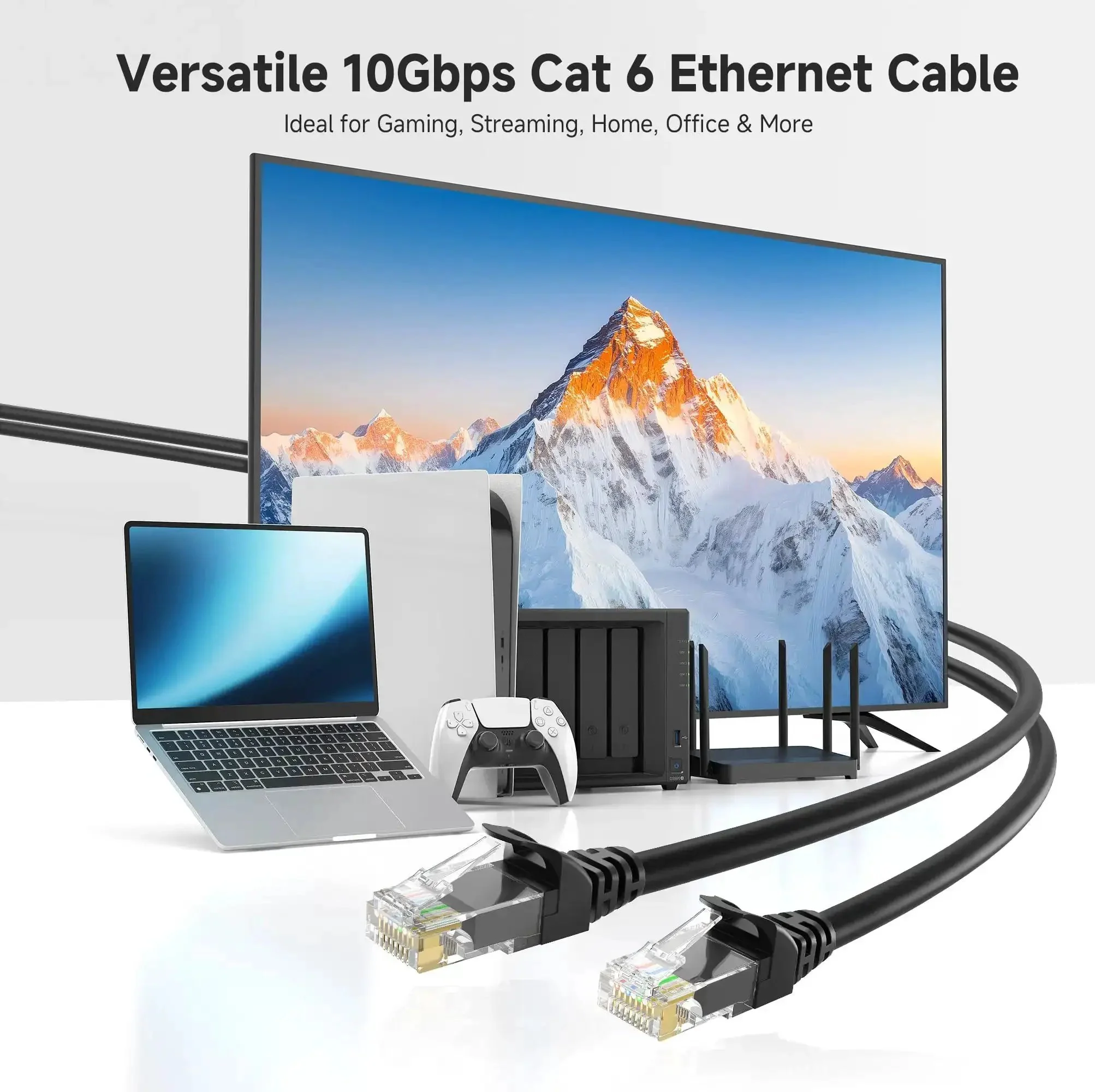 5 Pack Snagless Cat 6 Ethernet Cables, 3 Feet Long, 10Gbps Ready For Fast Gig Speed LAN Networking, Durable 24AWG Copper Patch Cords, Cat6 Cord For PCs, Printers, Routers, Black - Image 9