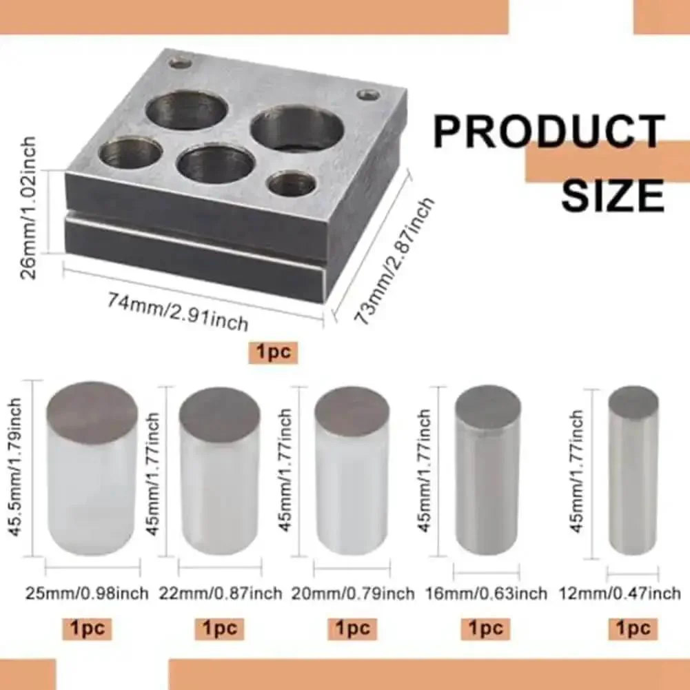 5 Piece Disc Cutter Set For Metal Jewelry Making With Round Punch Sizes 1/2, 5/8, 3/4, 7/8, And 1 Inch, Ideal For Soft Metals Up To 18 Gauge, Create Clean Circular Discs Quickly For Jewelry Projects - Image 2