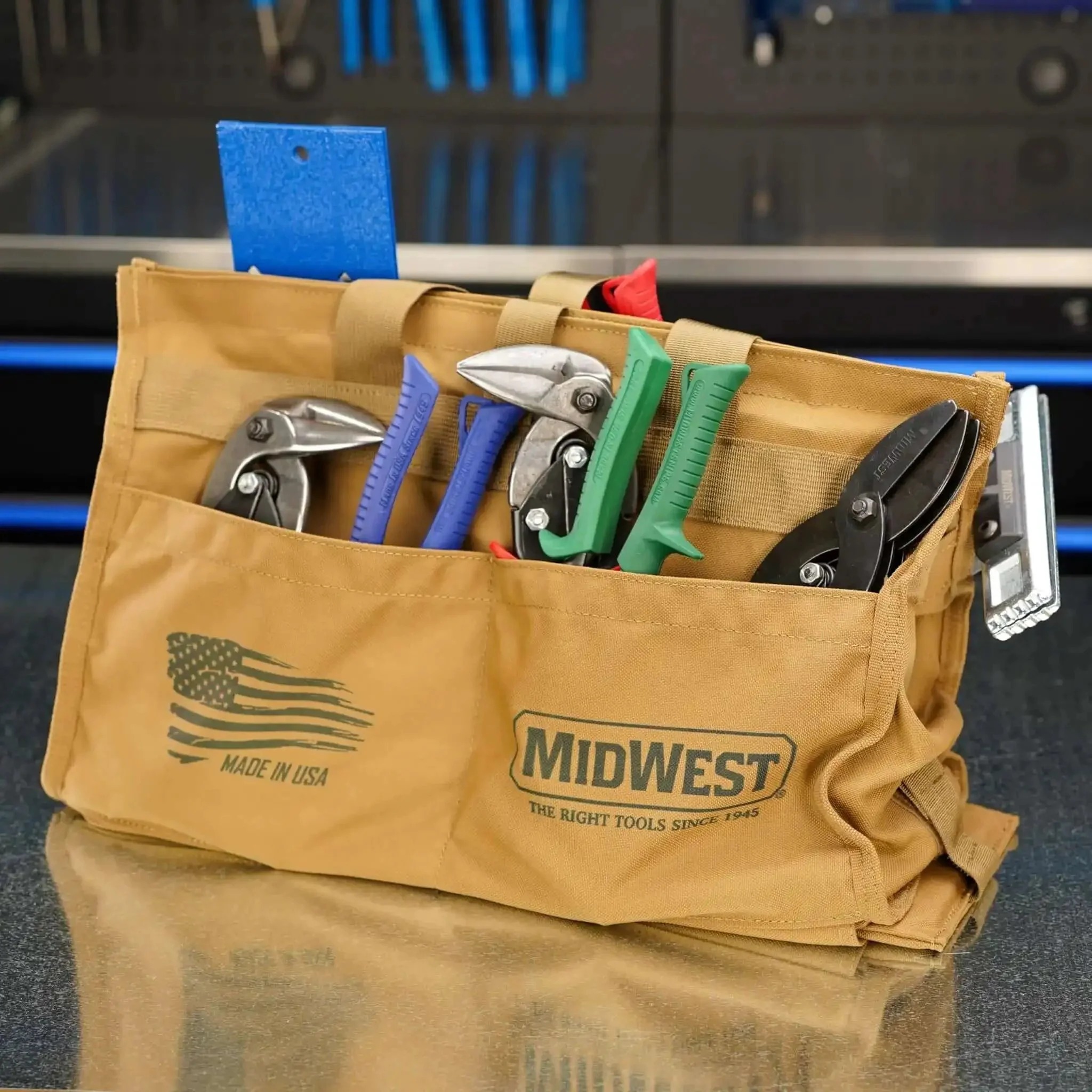 5 Piece HVAC Tool Kit With Left And Right Offset Aviation Snips, Bulldog Snip, 3 Inch Straight Seamer Tong, Scribe, And Water Repellent Tool Bag Made In USA For Quick Ductwork Jobs - Image 6