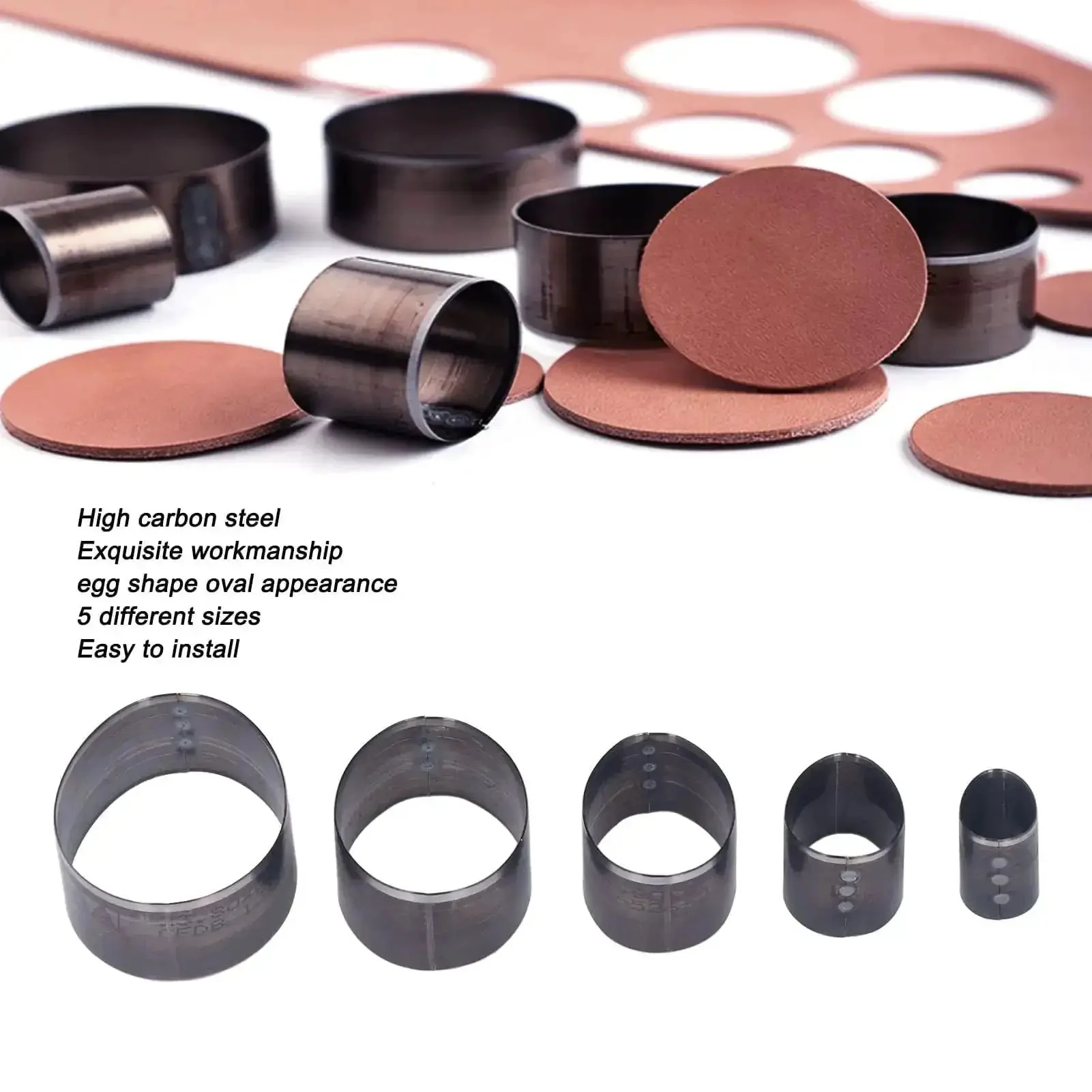 5 Piece Leather Die Cutting Dies Set With Oval Hollow Punches Pro Grade Steel Cutting Molds For Do It Yourself Crafts Easy To Store And Portable Leather Craft Tool Kit For Precise Shapes - Image 9