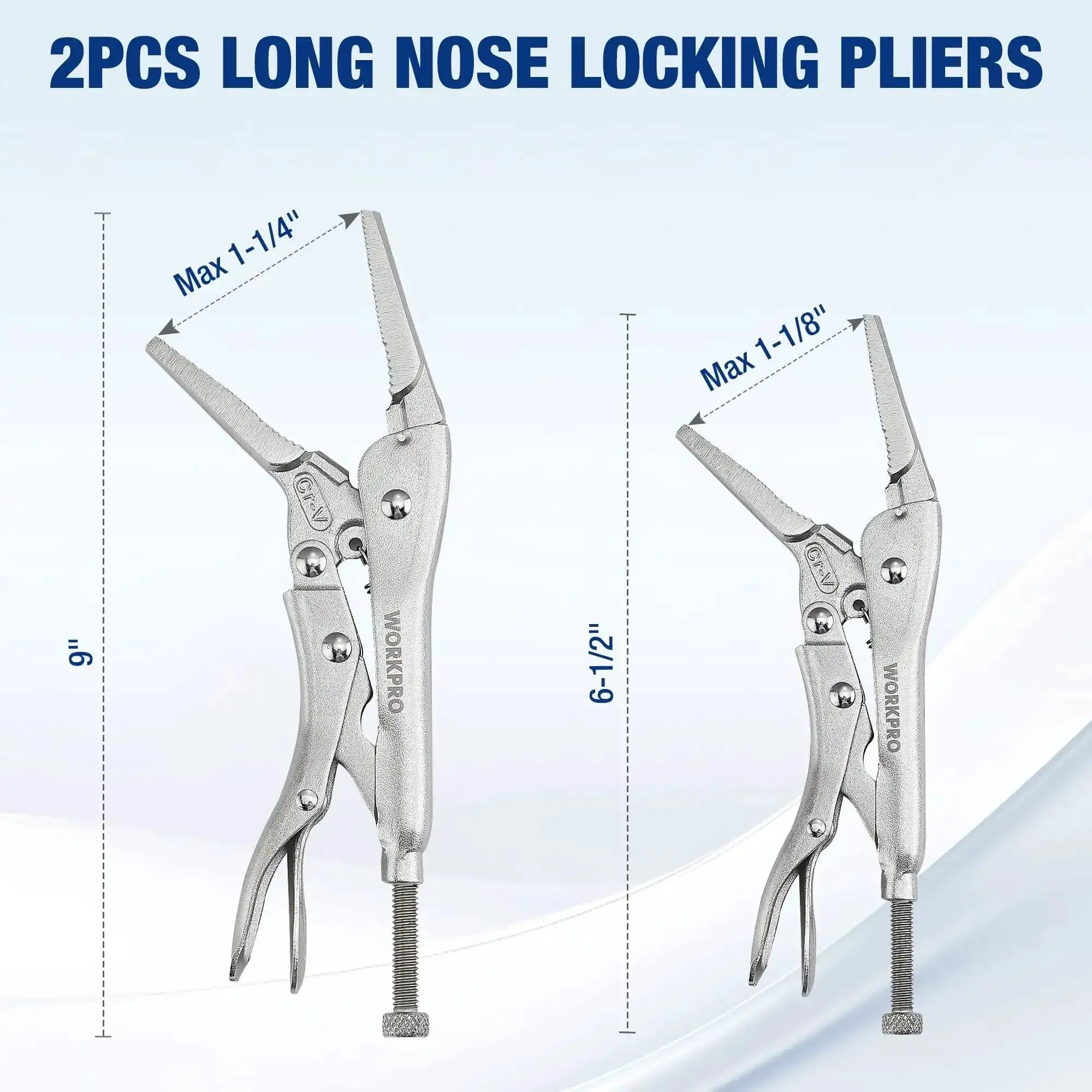 5 Piece Locking Pliers Set With Chrome-Vanadium Steel, Curved Jaw Vice Grips And Long Nose Pliers, 5, 7, 10 Inch Curved Jaw, 6.5 Inch And 9 Inch Long Nose, Quick Release Locking, Built-In Wire Cutter - Image 3