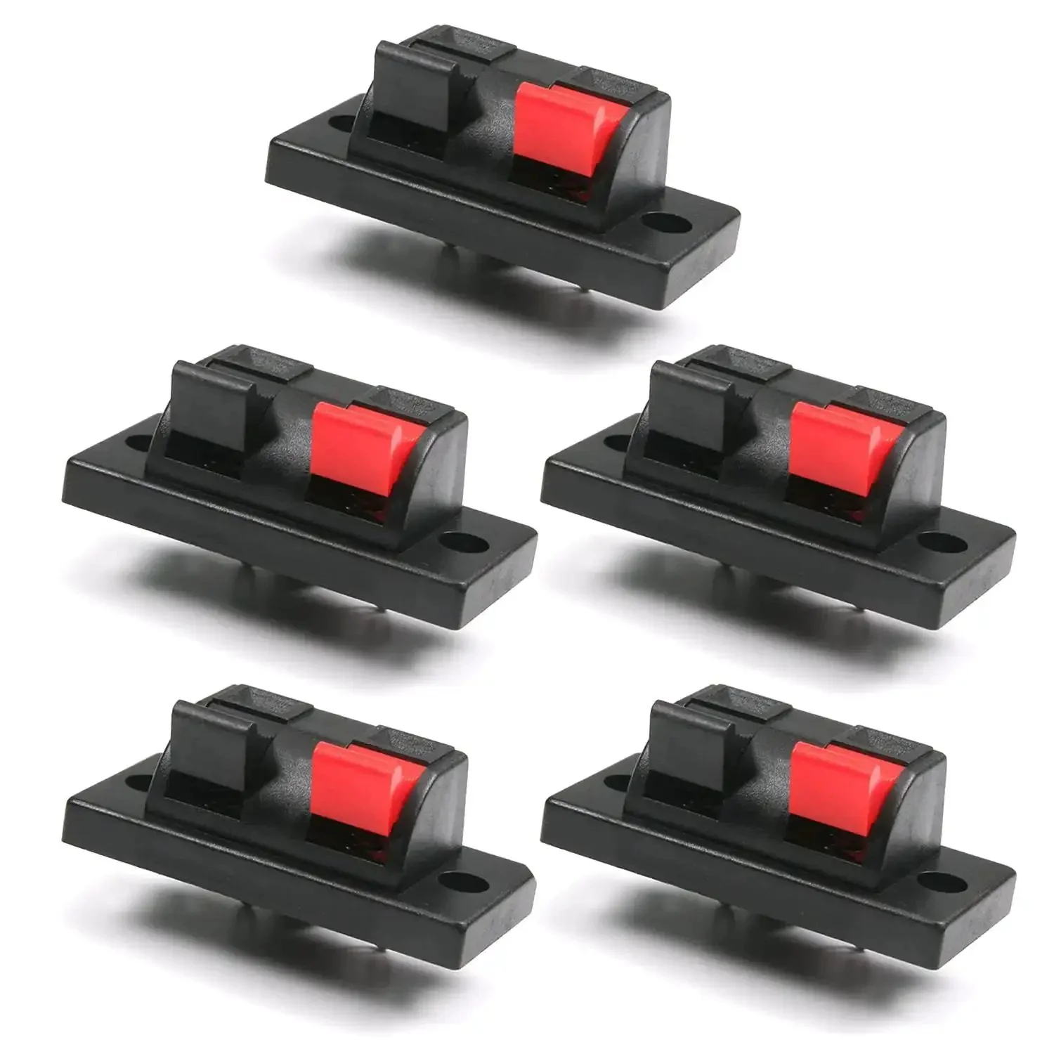 5 Piece Spring Speaker Terminal Clips Set, 2 Way Spring Connection Clip Jacks, Push Release Connector, Speaker Terminal Strip Block for DIY Audio Wiring