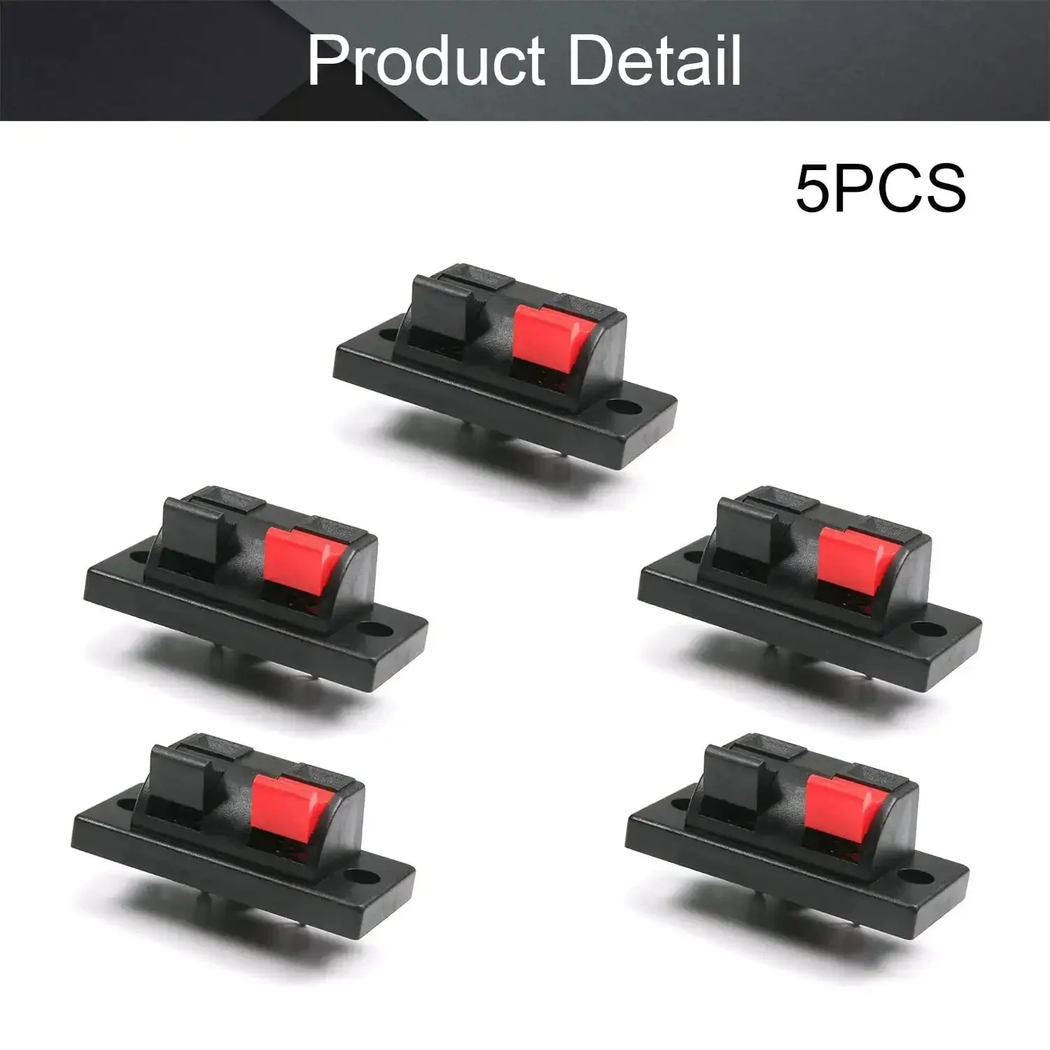 5 Piece Spring Speaker Terminal Clips Set, 2 Way Spring Connection Clip Jacks, Push Release Connector, Speaker Terminal Strip Block for DIY Audio Wiring - Image 3
