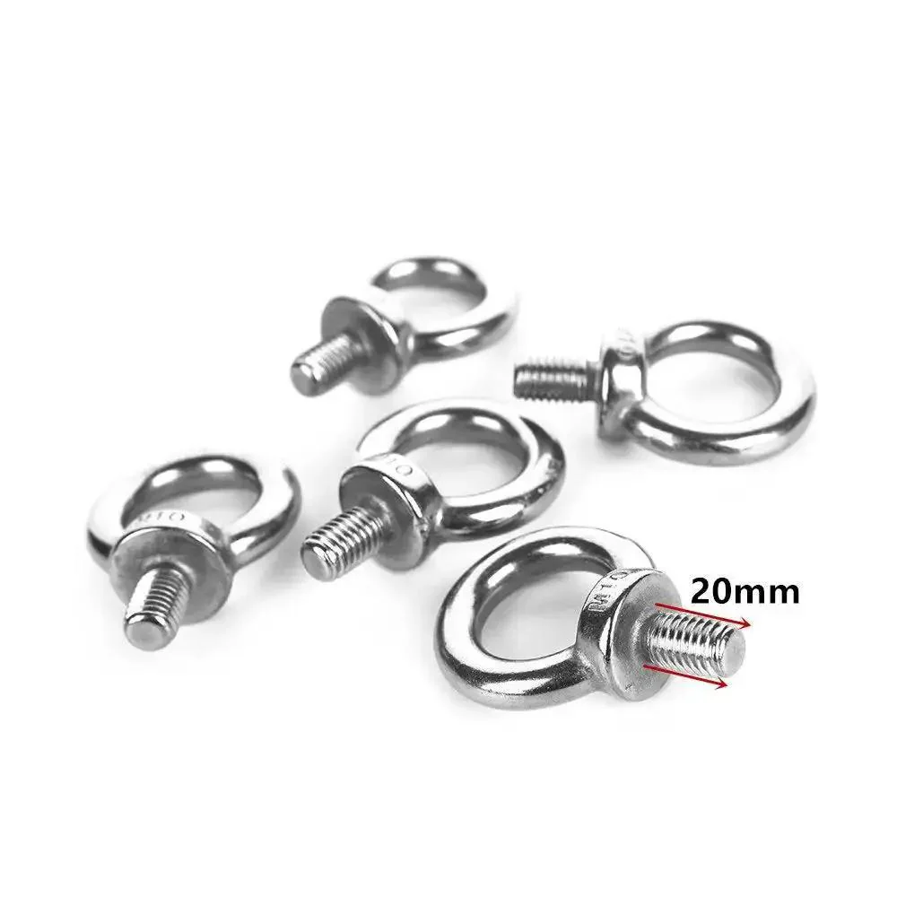 5 Piece Stainless Steel Ring Eye Bolts M10 Male Thread For Heavy Duty Machinery Lifting Shoulder Eye Bolts 8.85 mm Thick 25.5 mm Inner Diameter 60 mm Overall Height 17 mm Thread Length - Image 4